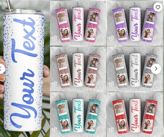 Glitter Photo Tumbler with Name 20 oz.