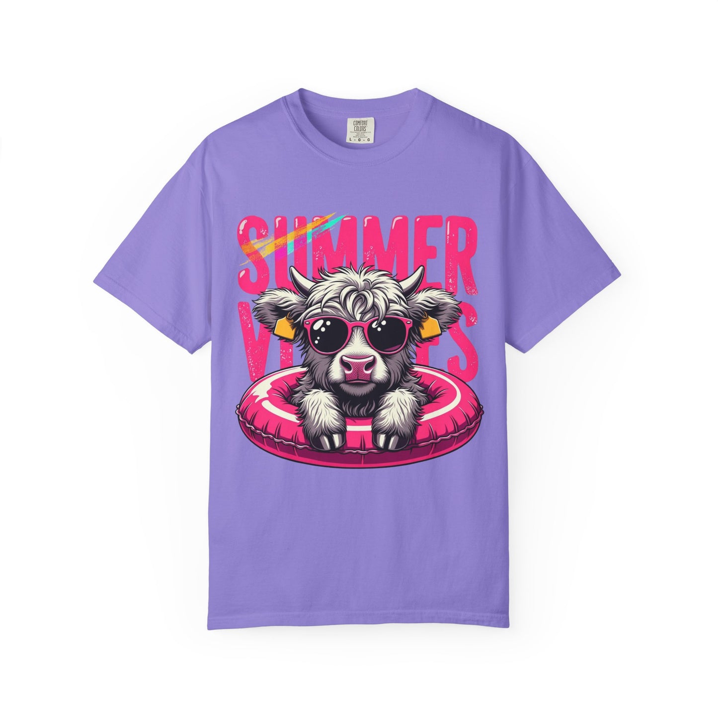 T-Shirt — "Summer Vibes" Cow with Sunglasses Graphic