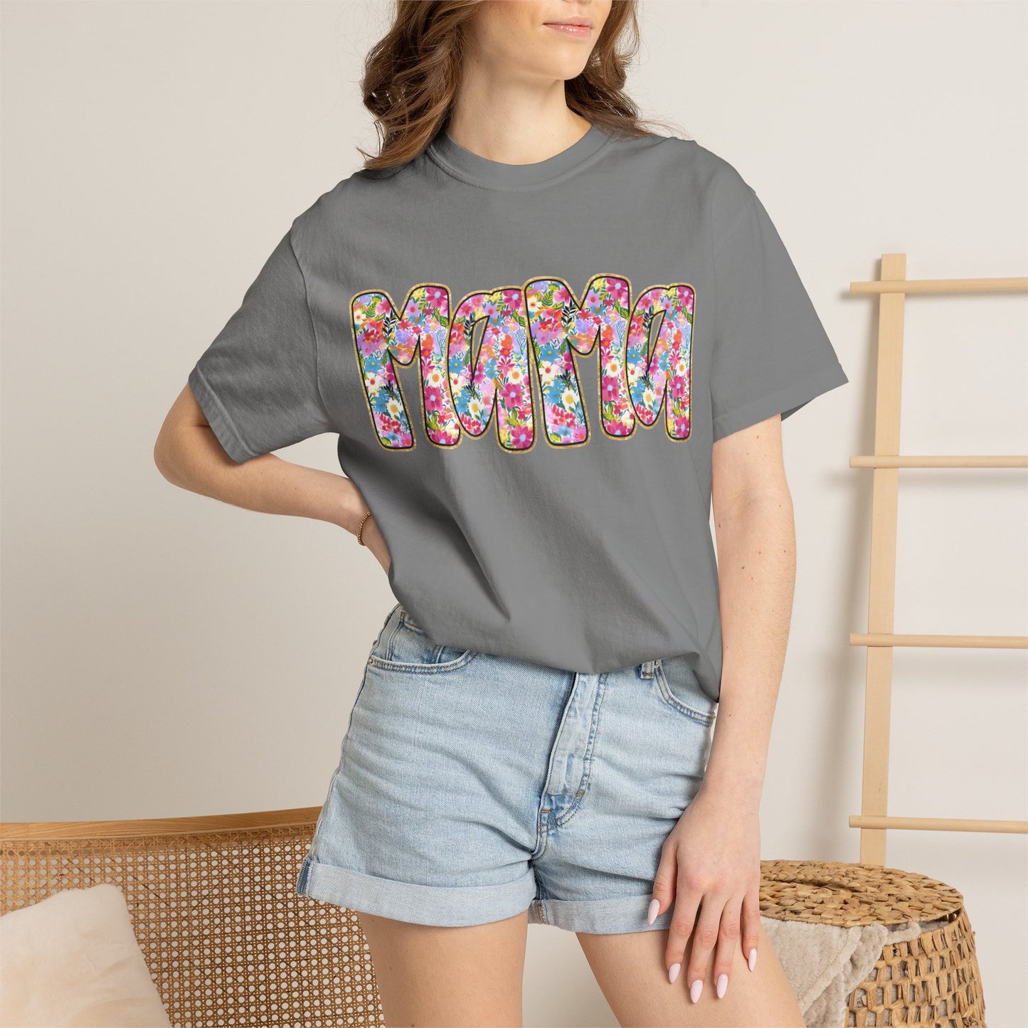 Mama Floral T-Shirt — Colorful Retro Bubble Letters Mother’s Day Tee
