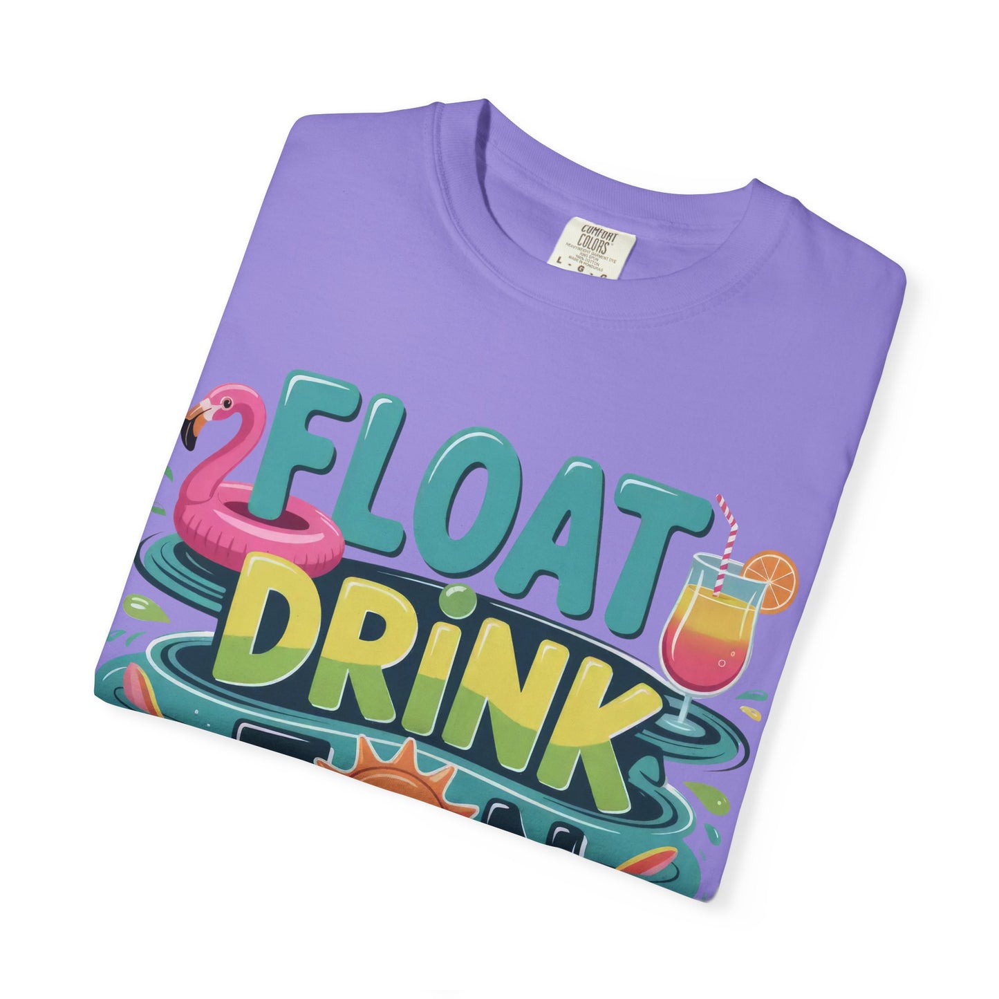 Float Drink Tan Repeat T-Shirt — Summer Pool Party Graphic Tee