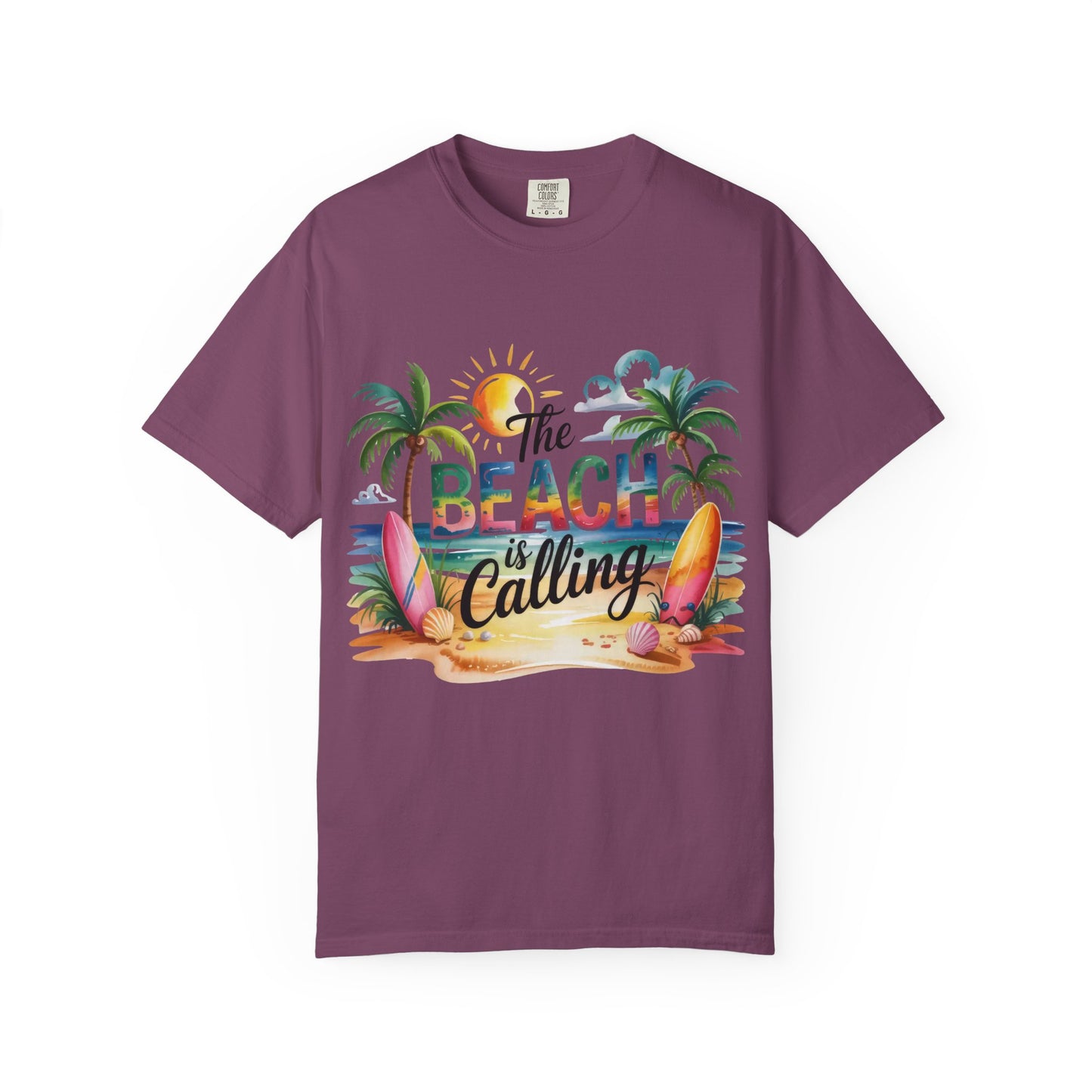 Beach T-Shirt — "The Beach Is Calling" Tropical Surf Graphic Tee
