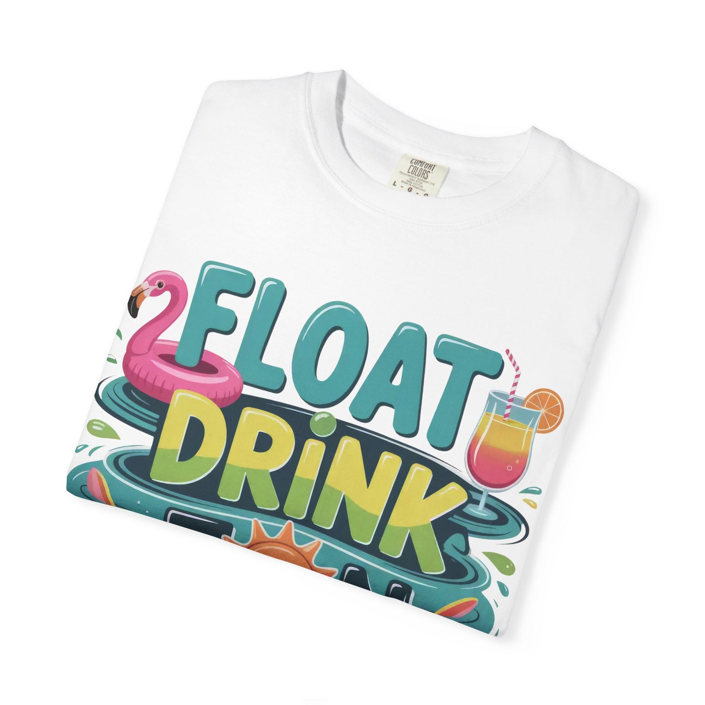 Float Drink Tan Repeat T-Shirt — Summer Pool Party Graphic Tee