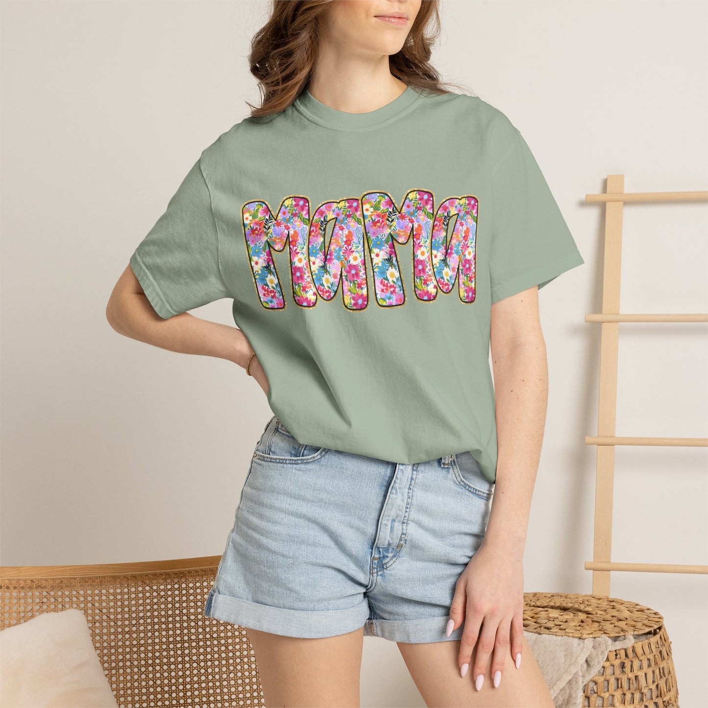 Mama Floral T-Shirt — Colorful Retro Bubble Letters Mother’s Day Tee