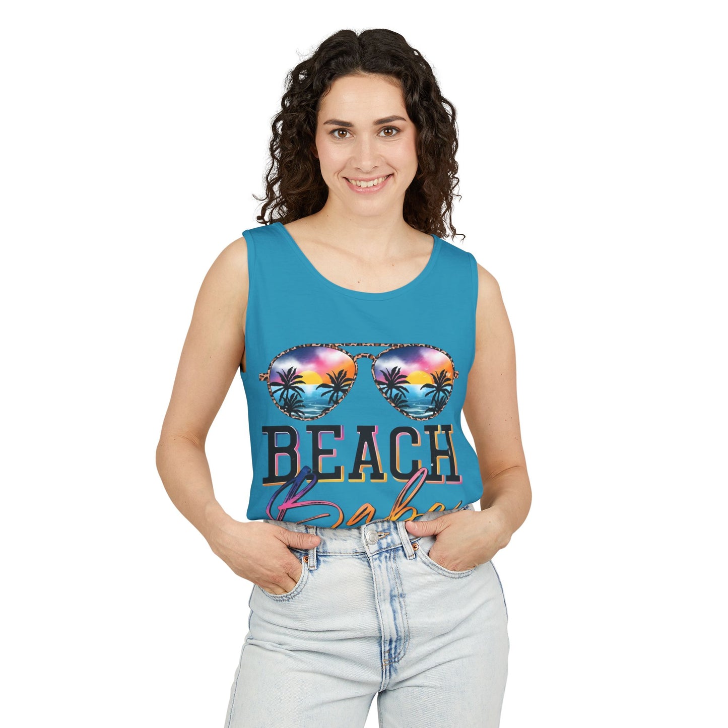 Beach Babe Tank Top — Sunglasses Sunset Graphic