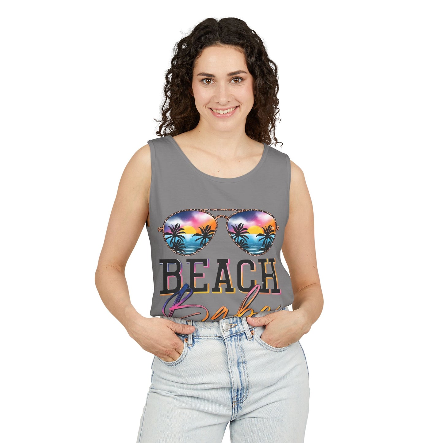 Beach Babe Tank Top — Sunglasses Sunset Graphic
