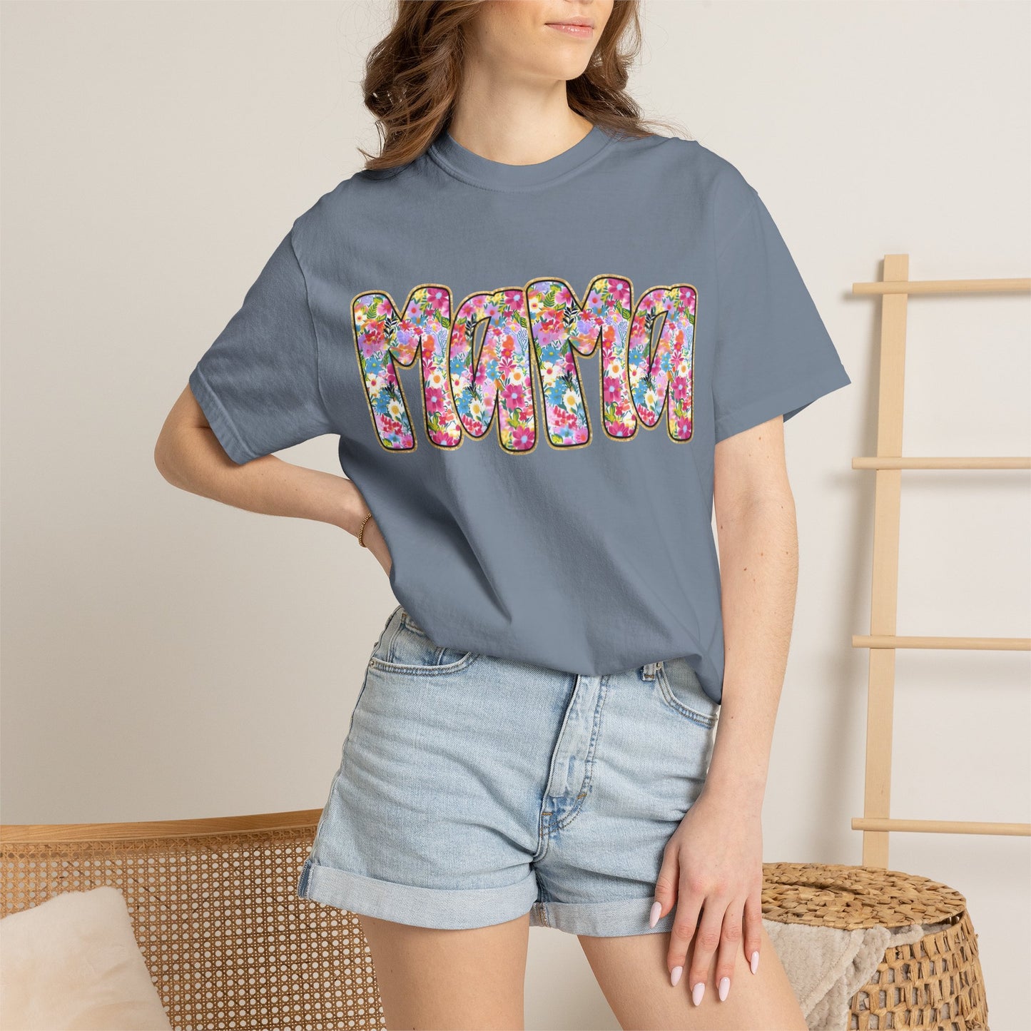 Mama Floral T-Shirt — Colorful Retro Bubble Letters Mother’s Day Tee