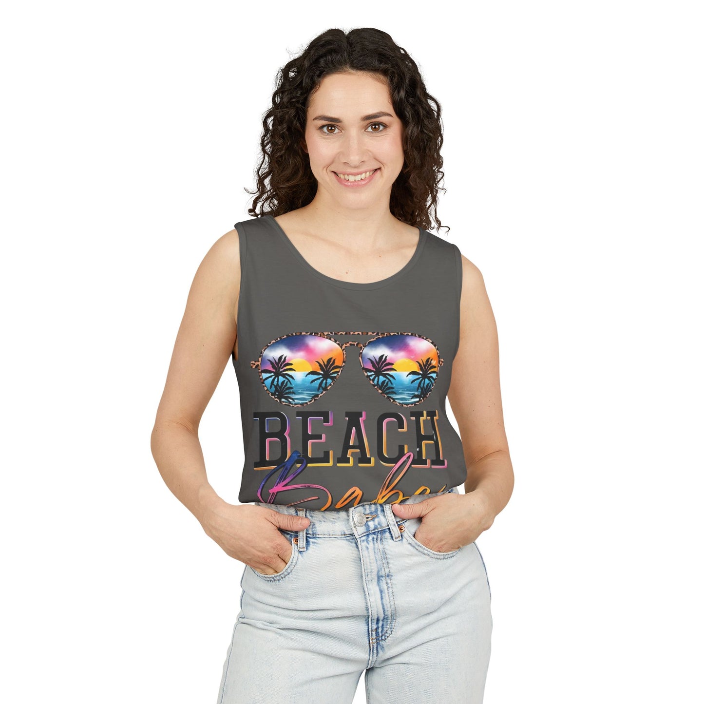 Beach Babe Tank Top — Sunglasses Sunset Graphic