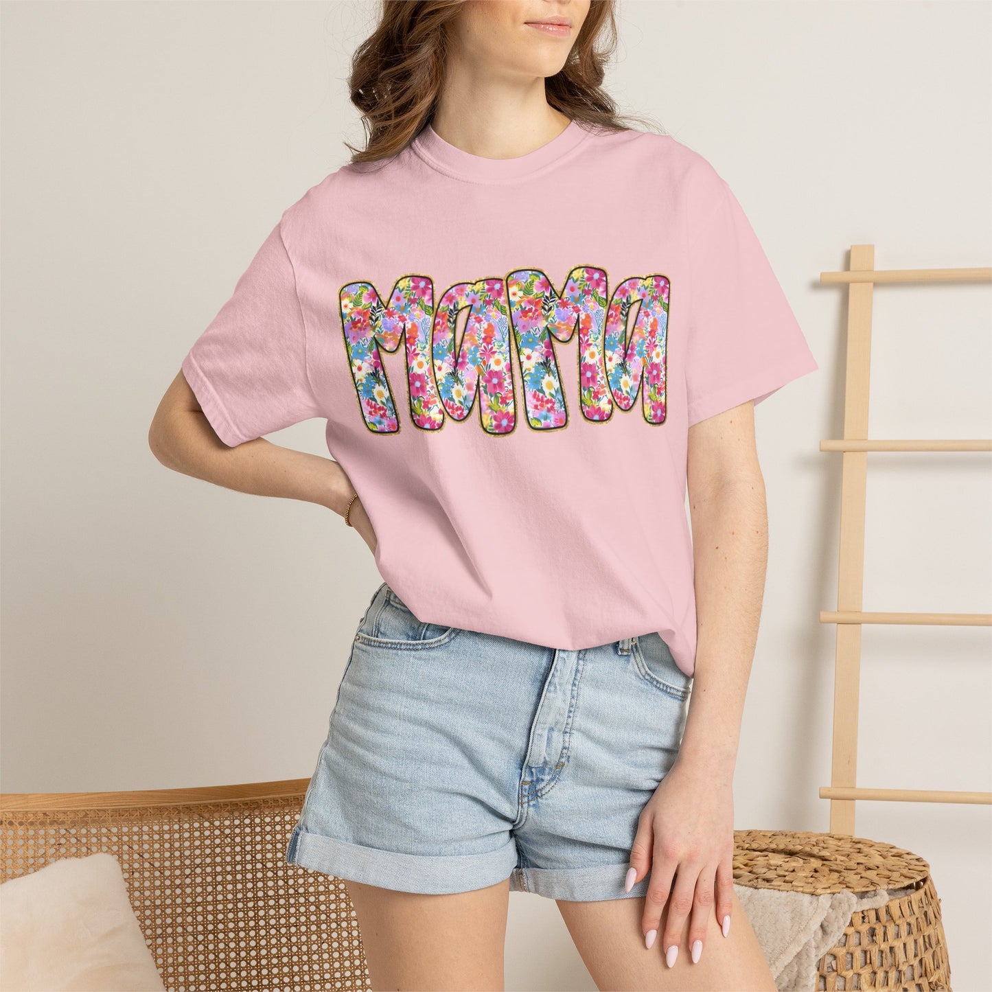 Mama Floral T-Shirt — Colorful Retro Bubble Letters Mother’s Day Tee