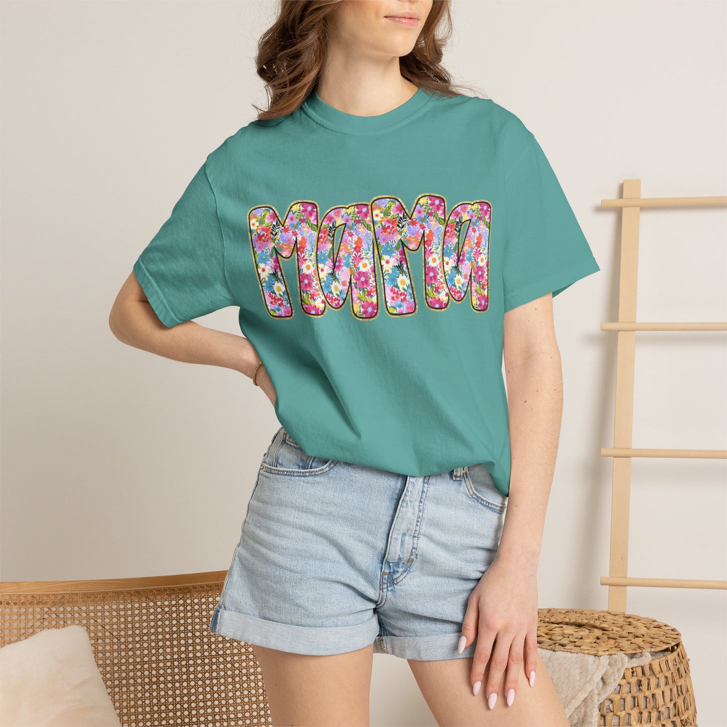 Mama Floral T-Shirt — Colorful Retro Bubble Letters Mother’s Day Tee
