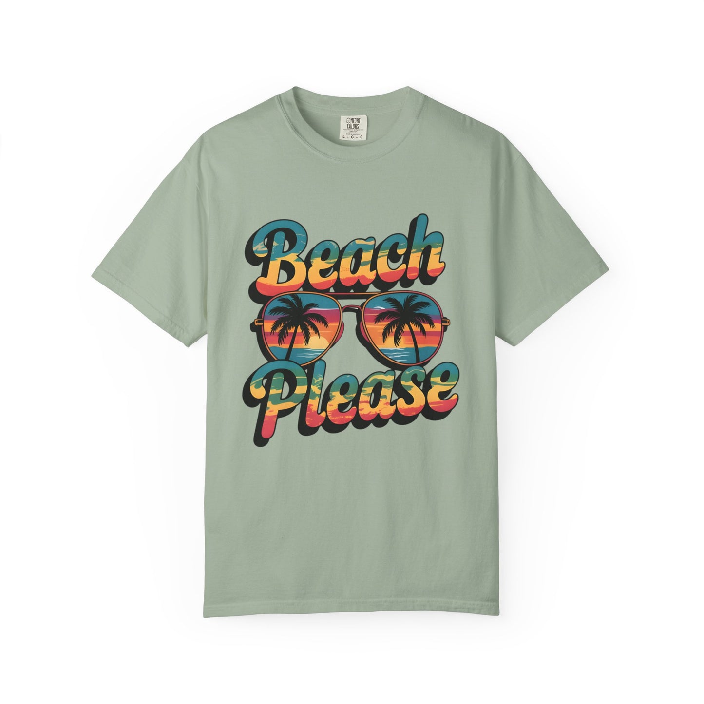 Beach Please T-Shirt — Retro Palm Sunglasses Summer Tee