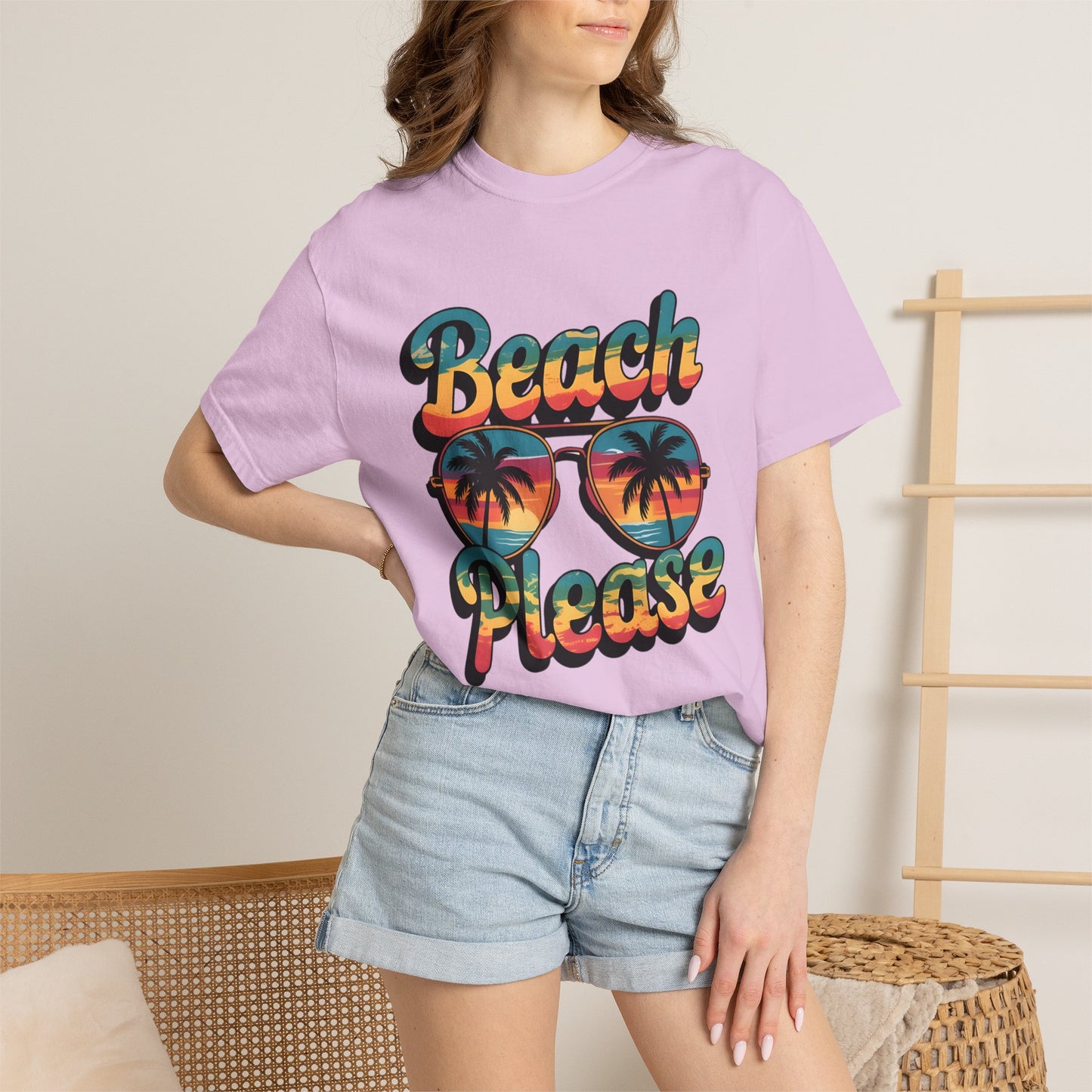 Beach Please T-Shirt — Retro Palm Sunglasses Summer Tee