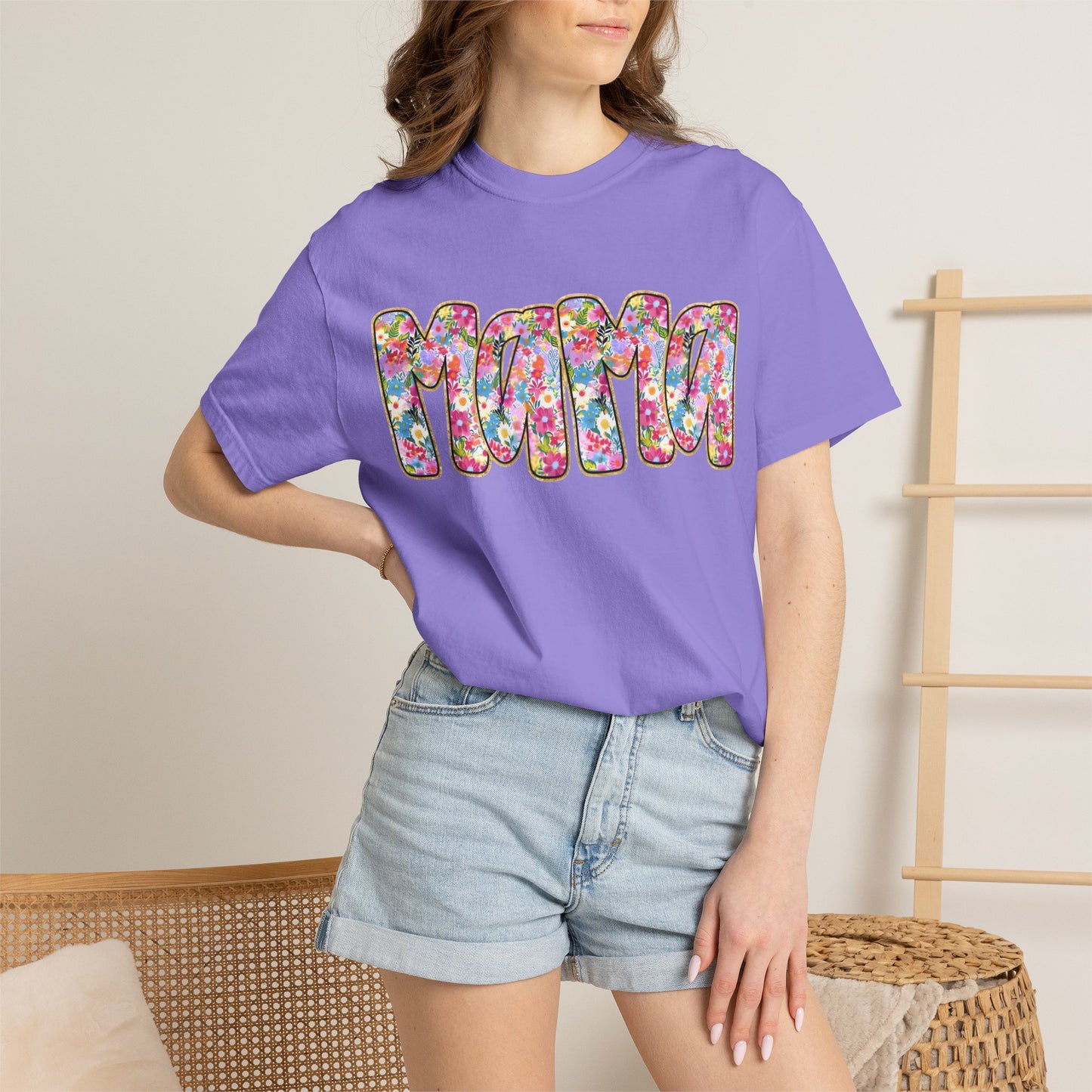 Mama Floral T-Shirt — Colorful Retro Bubble Letters Mother’s Day Tee