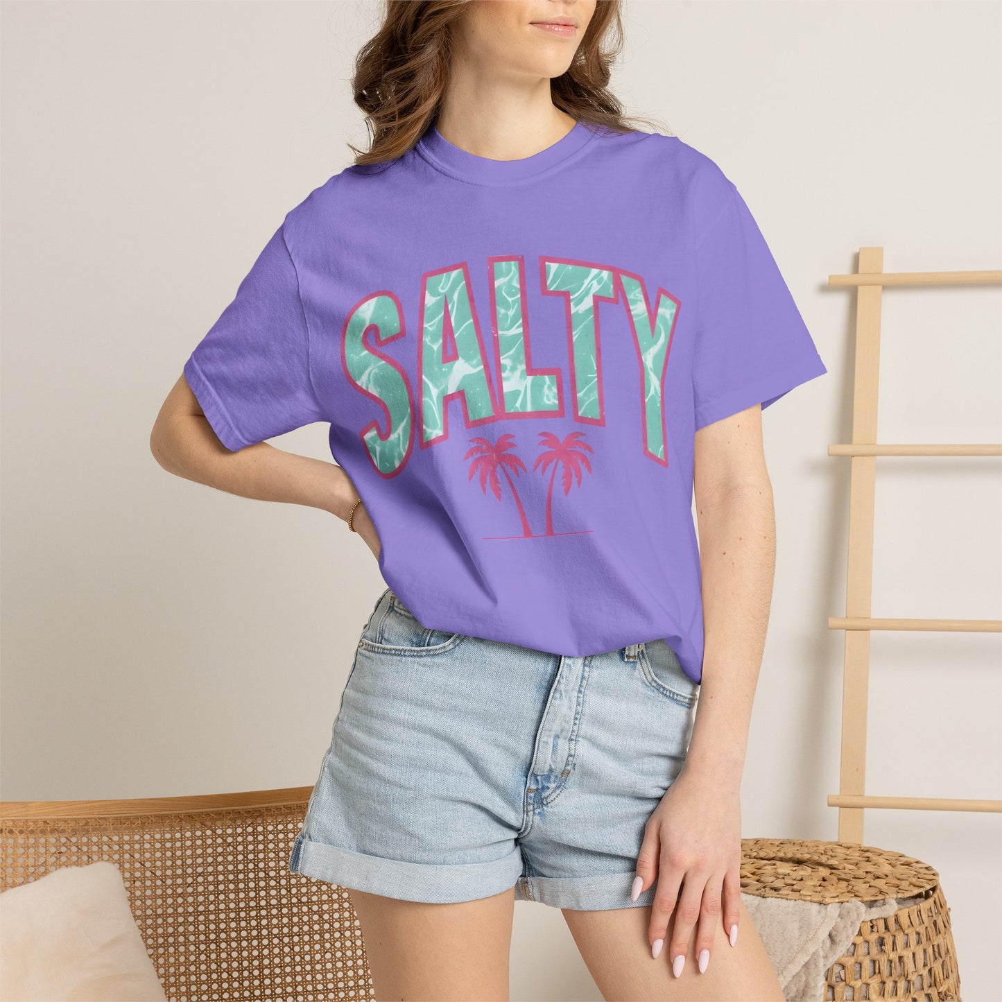 Salty Palm Beach T-Shirt — Retro Tropical Graphic Tee