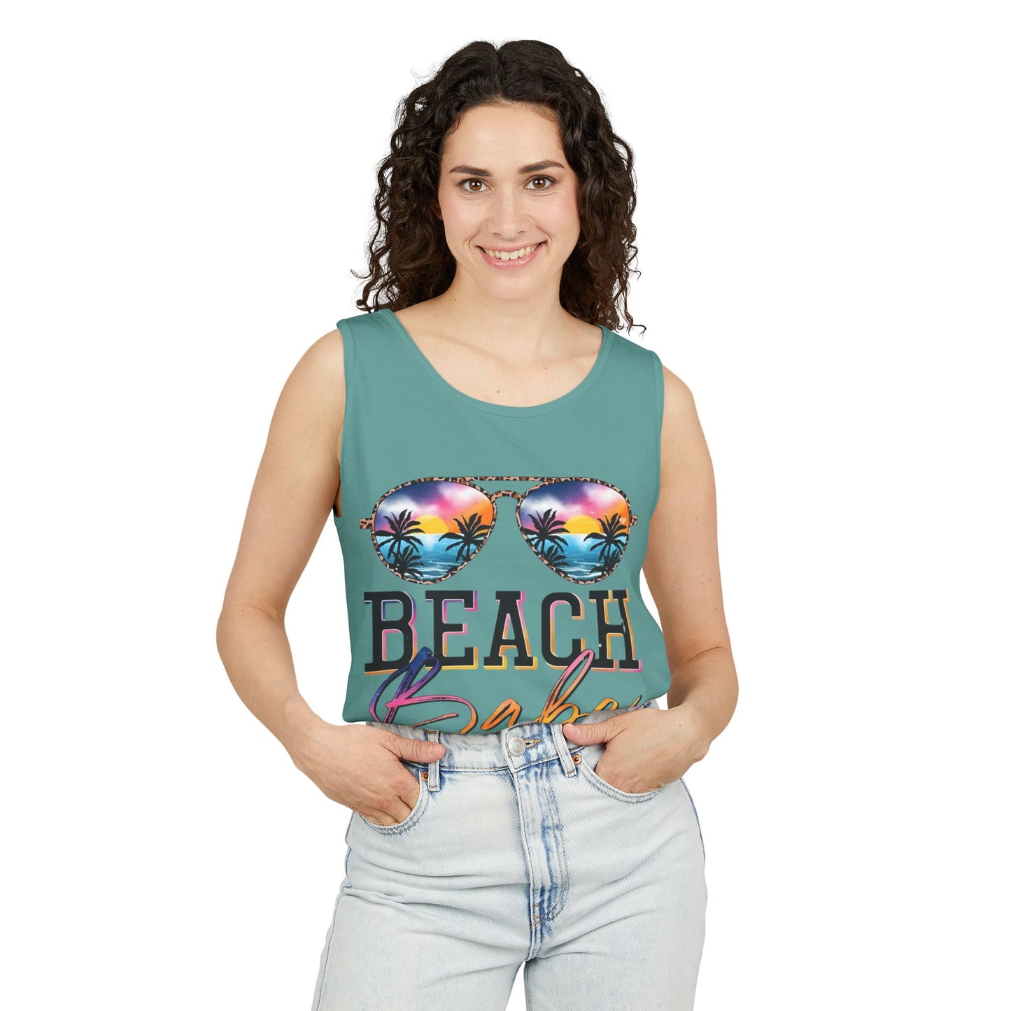 Beach Babe Tank Top — Sunglasses Sunset Graphic
