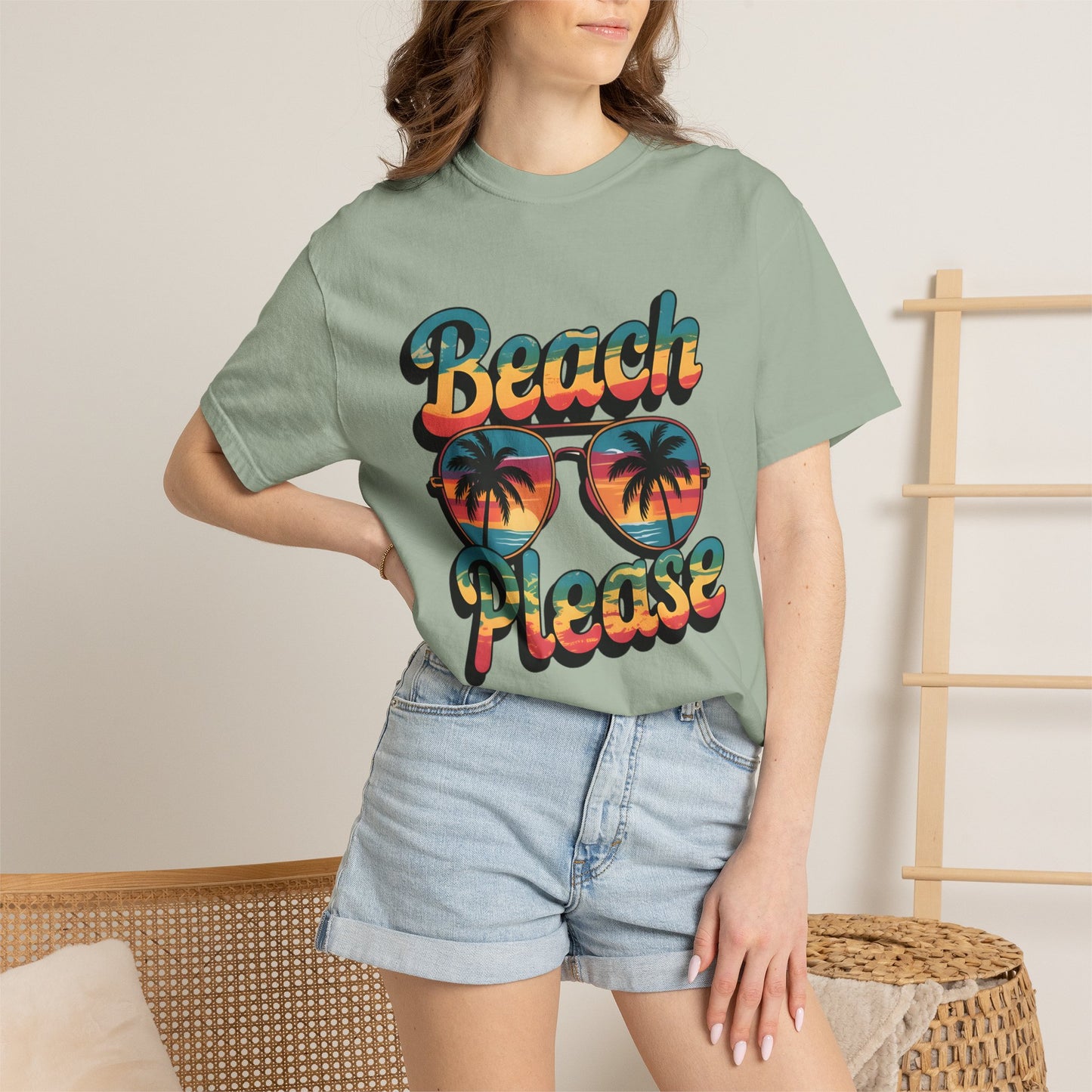 Beach Please T-Shirt — Retro Palm Sunglasses Summer Tee