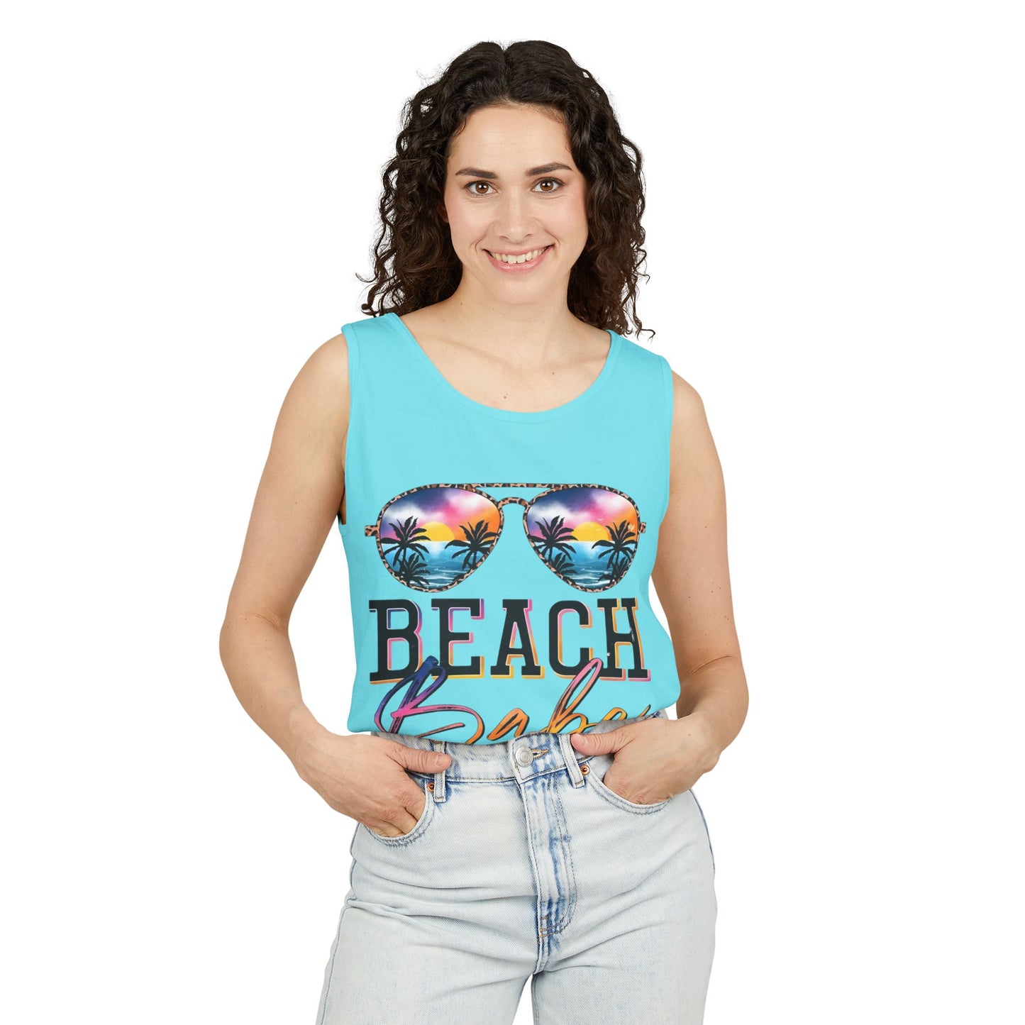 Beach Babe Tank Top — Sunglasses Sunset Graphic