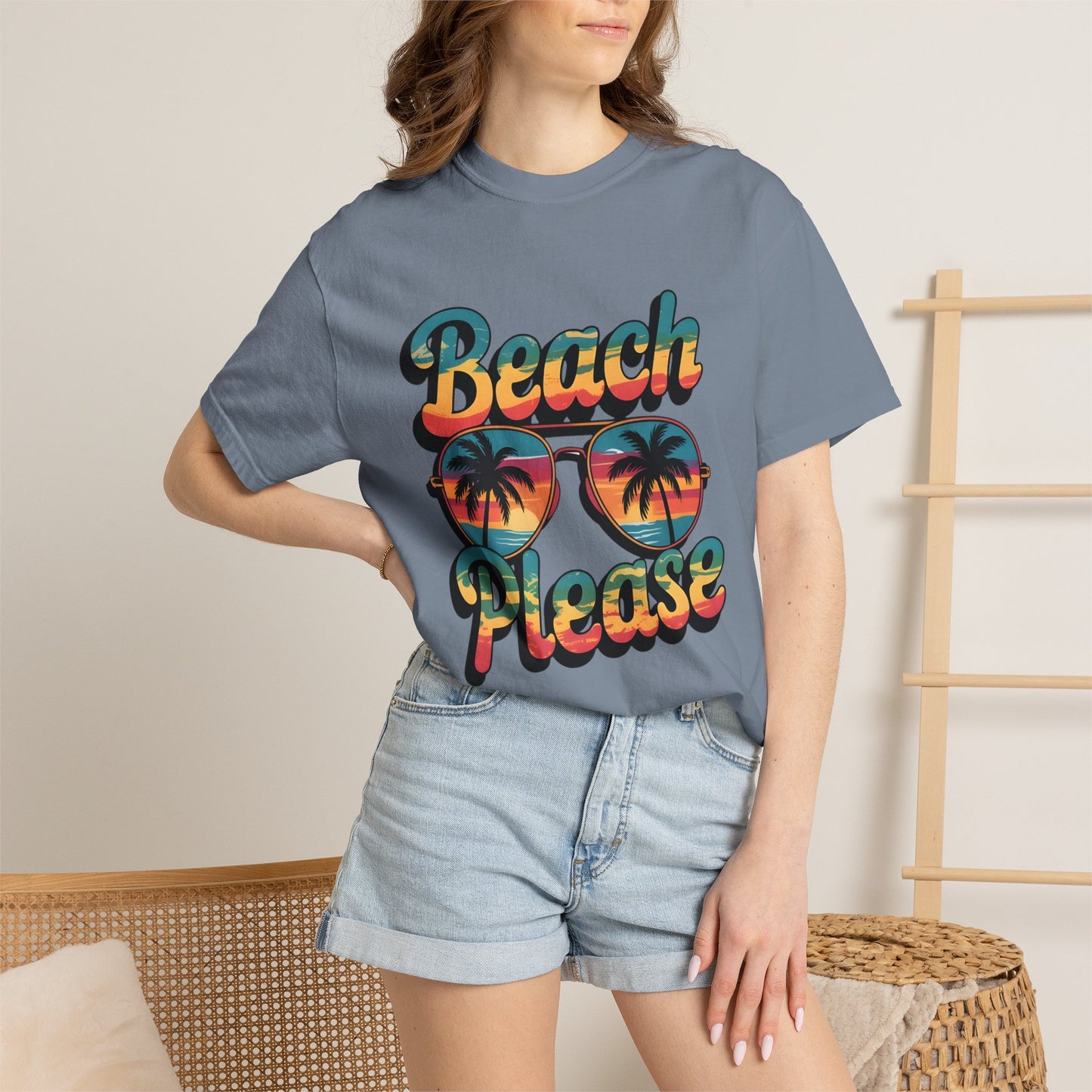Beach Please T-Shirt — Retro Palm Sunglasses Summer Tee