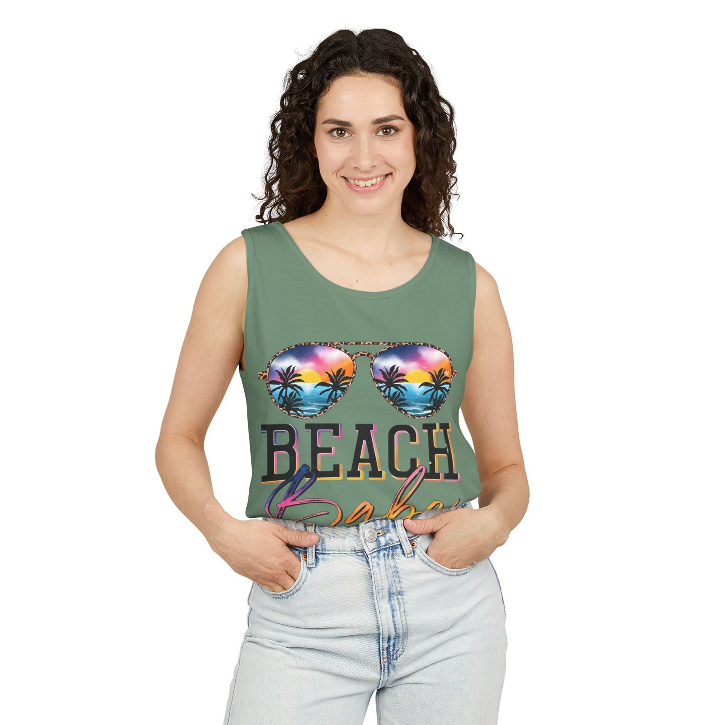 Beach Babe Tank Top — Sunglasses Sunset Graphic
