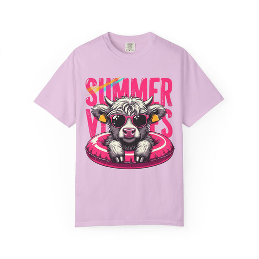 T-Shirt — "Summer Vibes" Cow with Sunglasses Graphic