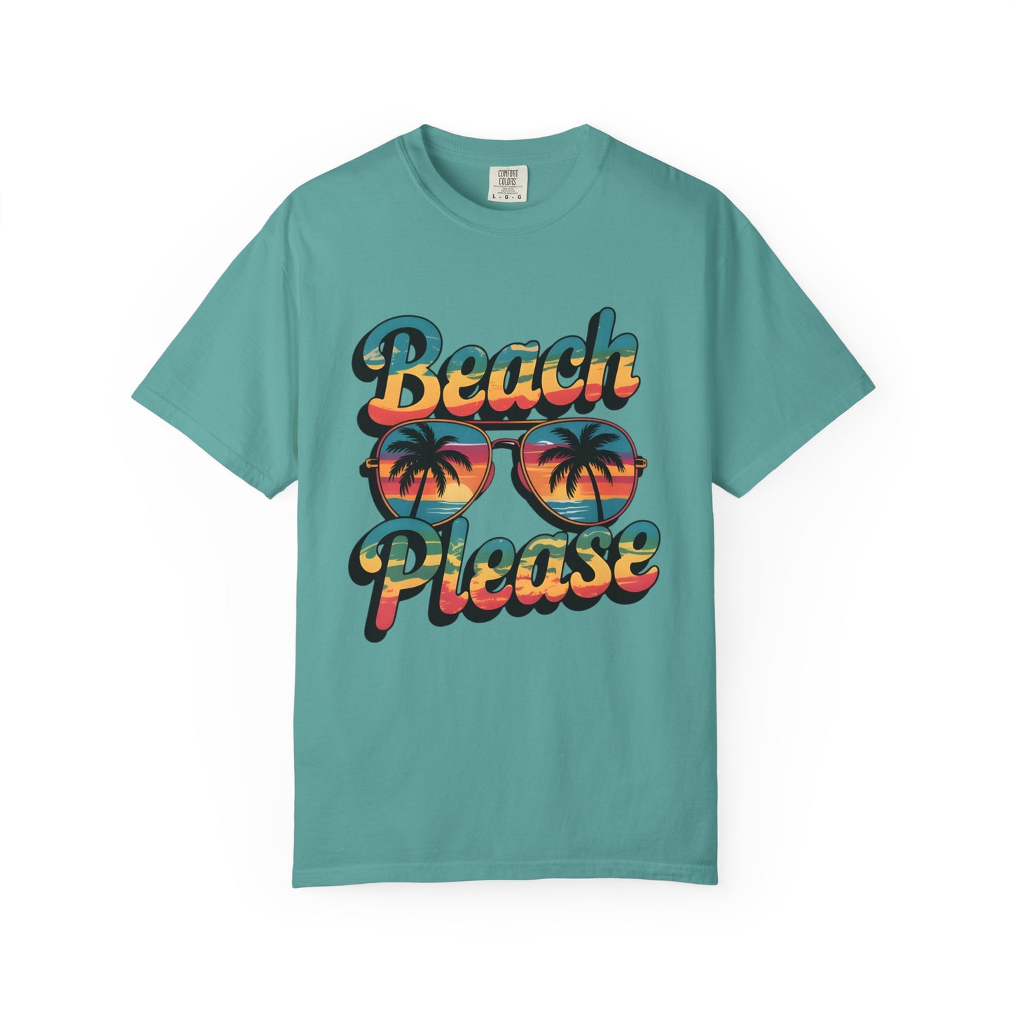 Beach Please T-Shirt — Retro Palm Sunglasses Summer Tee
