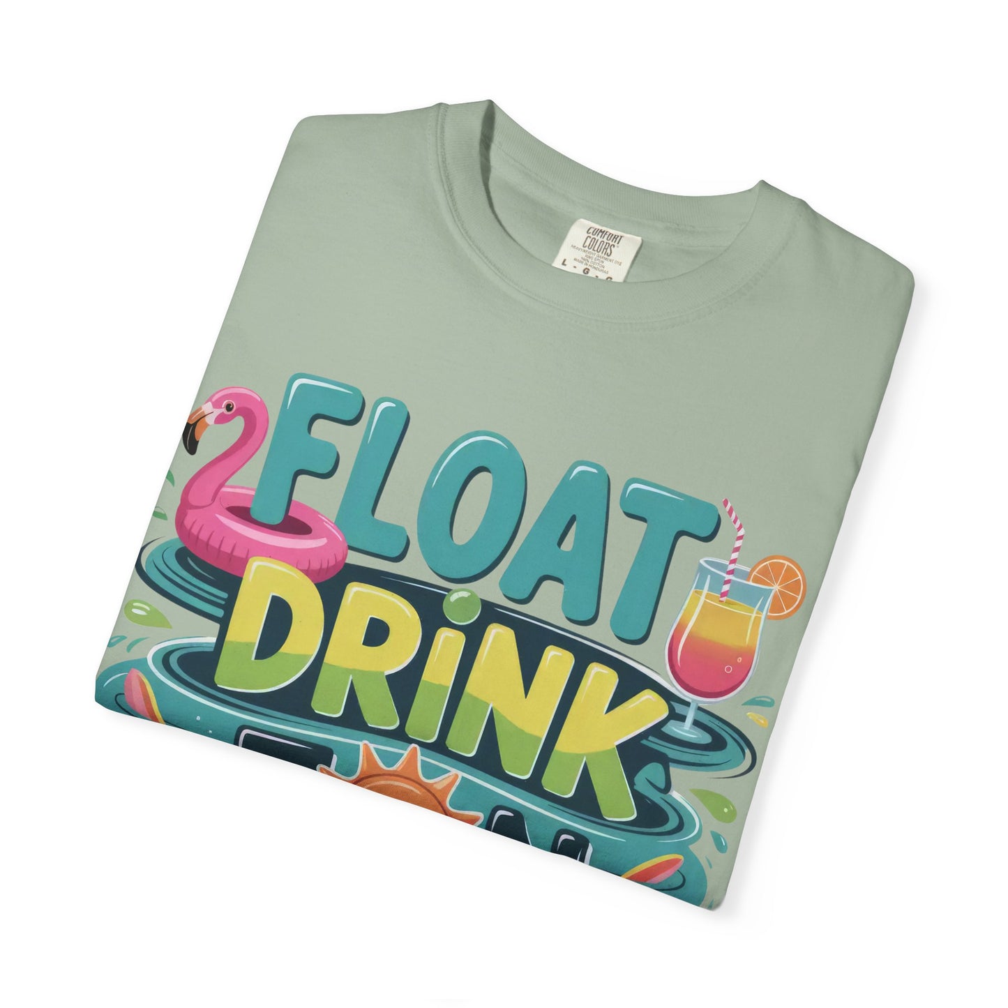 Float Drink Tan Repeat T-Shirt — Summer Pool Party Graphic Tee