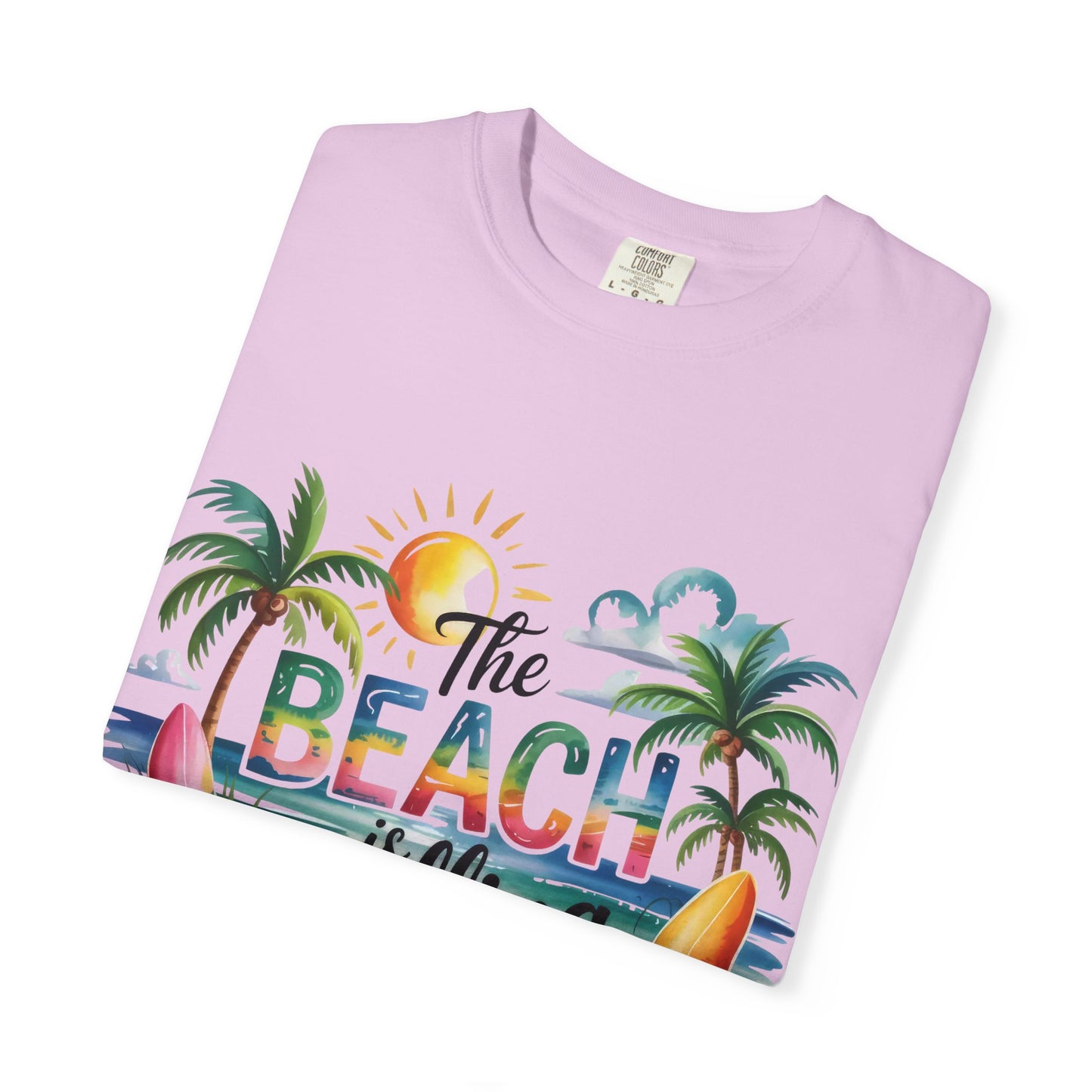 Beach T-Shirt — "The Beach Is Calling" Tropical Surf Graphic Tee
