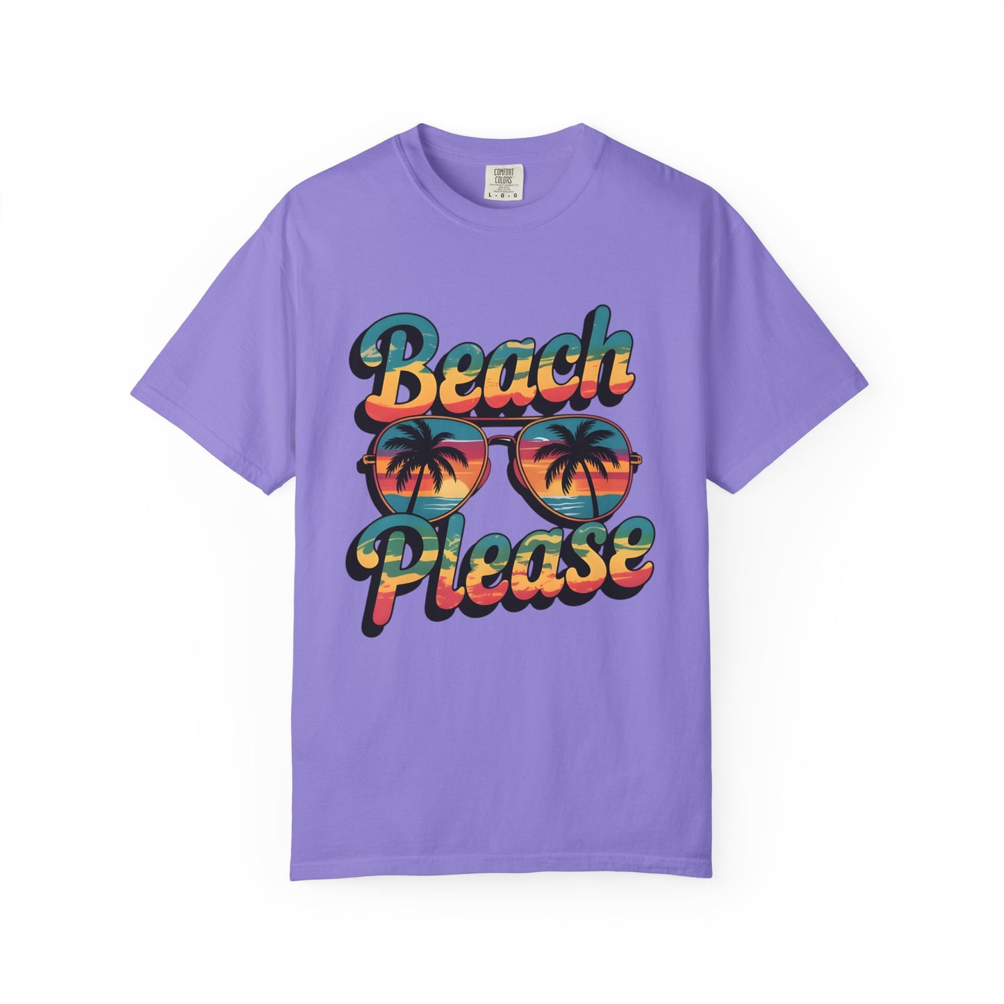 Beach Please T-Shirt — Retro Palm Sunglasses Summer Tee