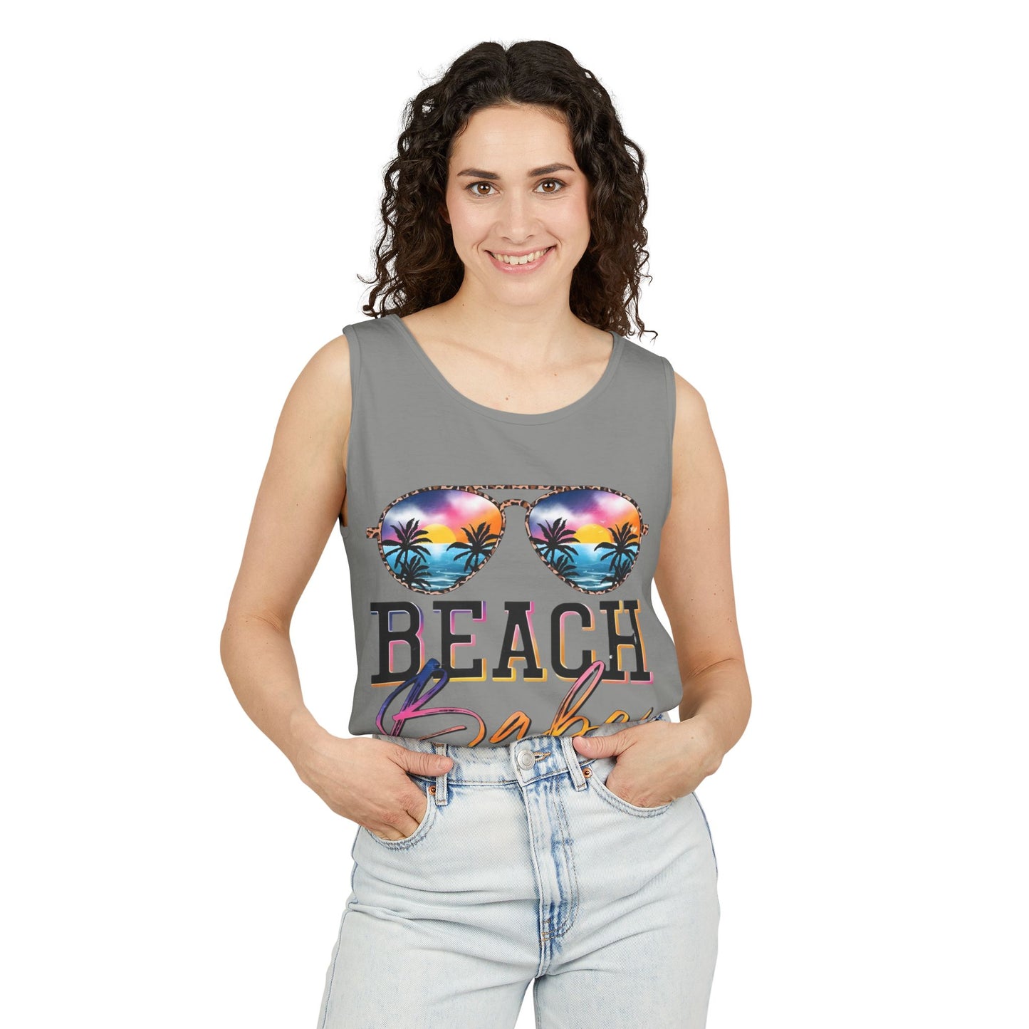 Beach Babe Tank Top — Sunglasses Sunset Graphic
