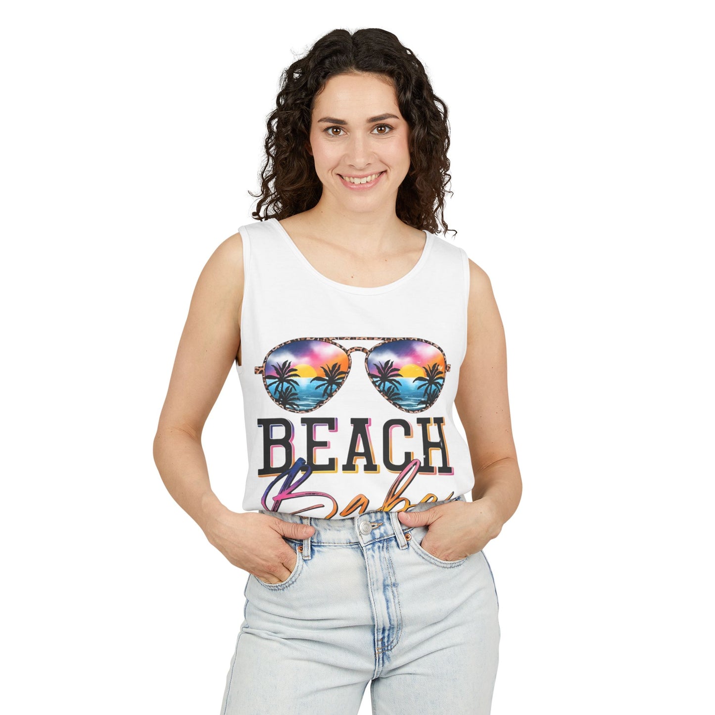 Beach Babe Tank Top — Sunglasses Sunset Graphic