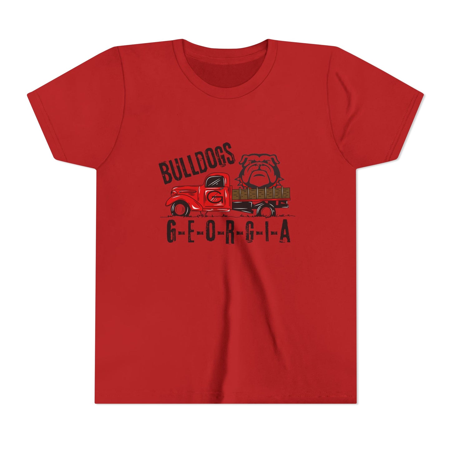 Georgia Bulldogs Youth Tee – Red Truck & Bulldog Graphic