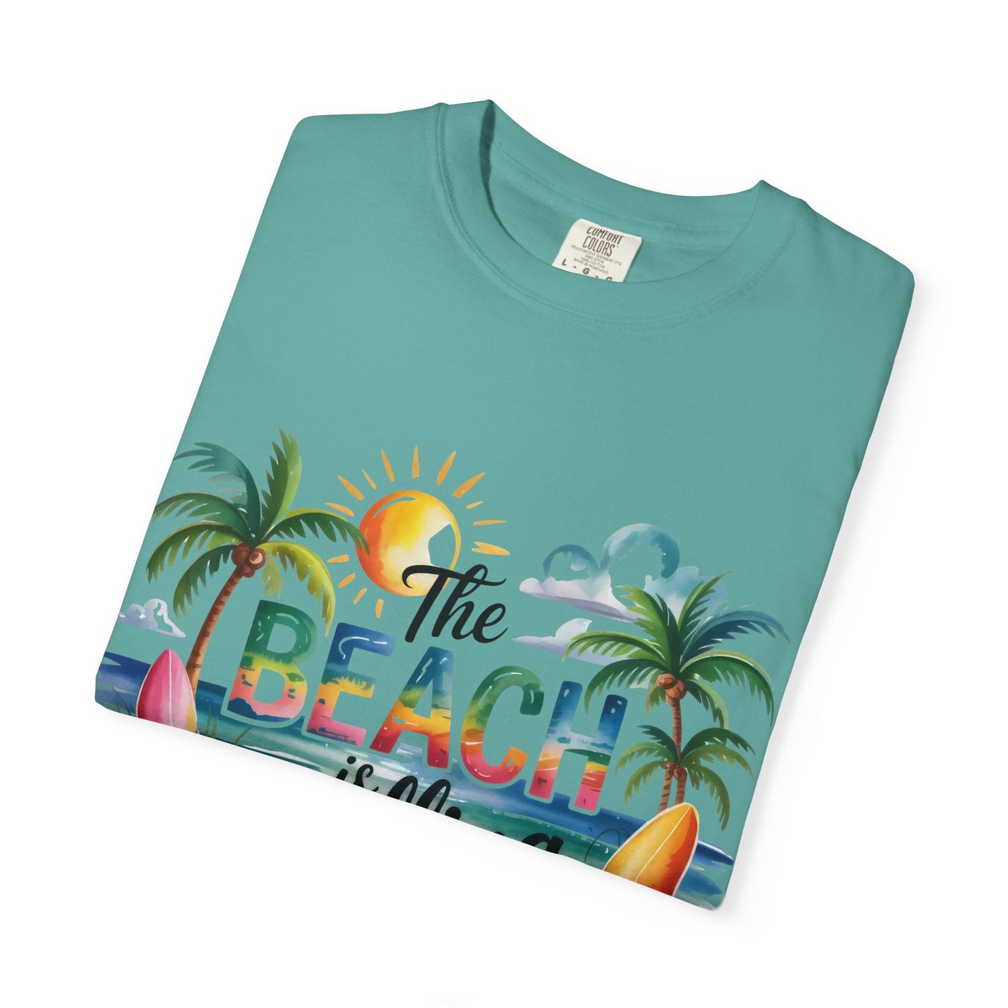 Beach T-Shirt — "The Beach Is Calling" Tropical Surf Graphic Tee