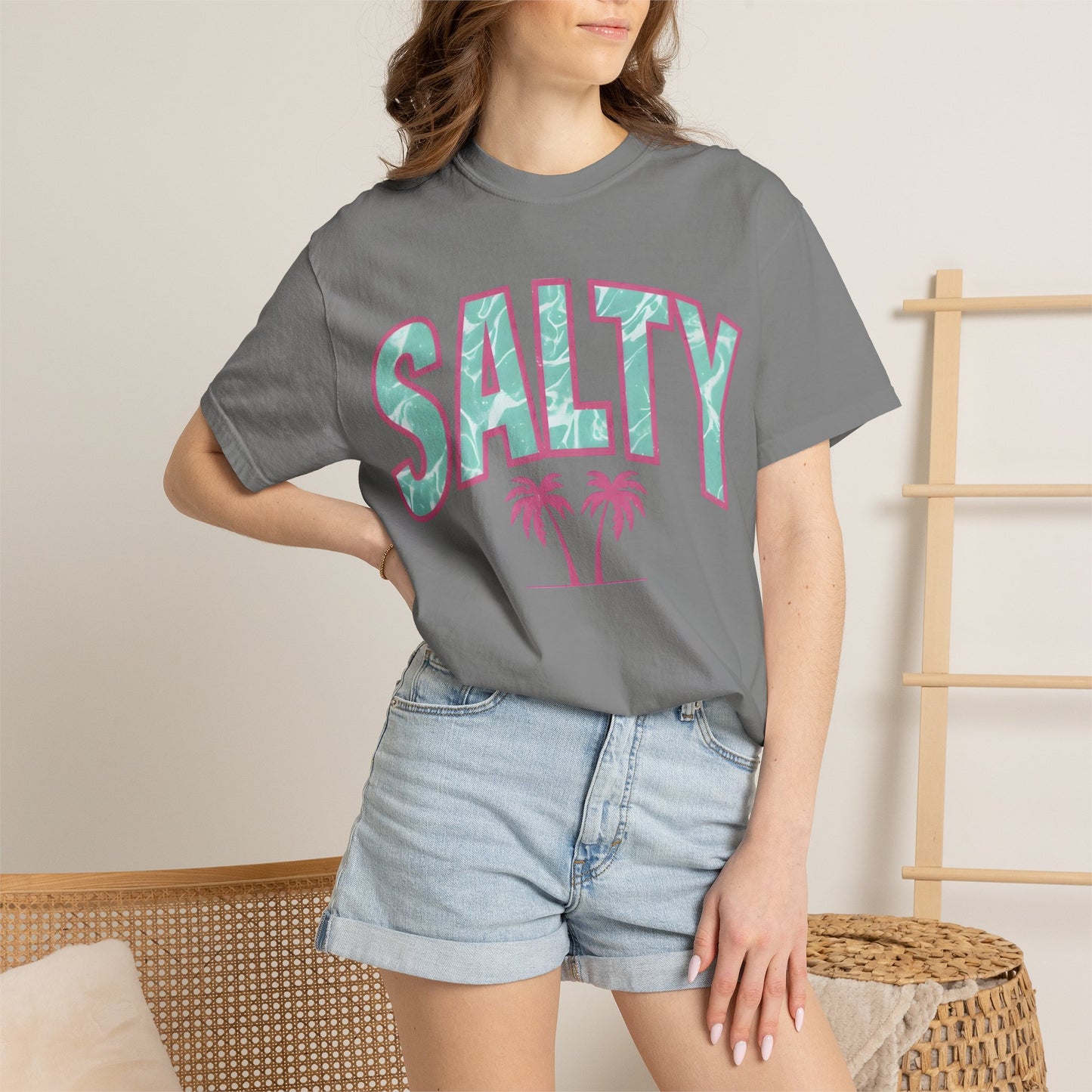 Salty Palm Beach T-Shirt — Retro Tropical Graphic Tee