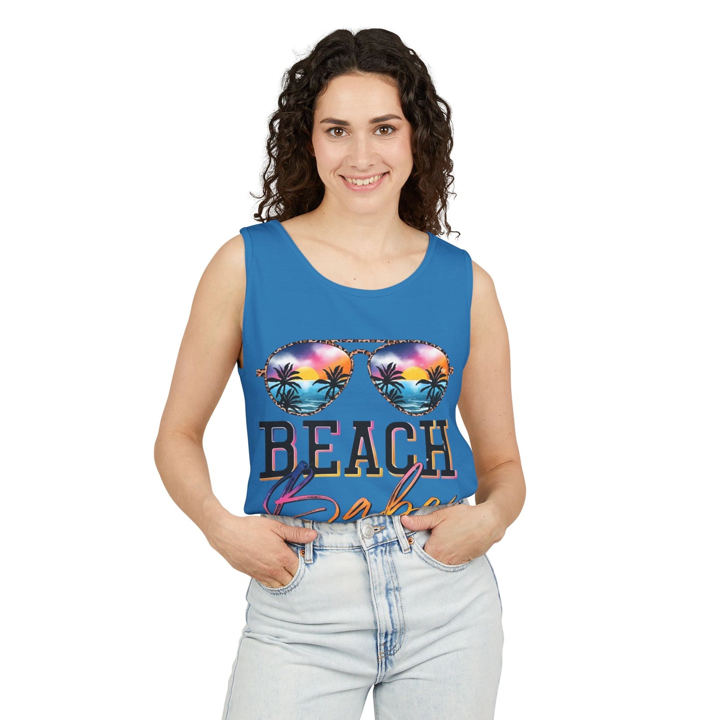 Beach Babe Tank Top — Sunglasses Sunset Graphic