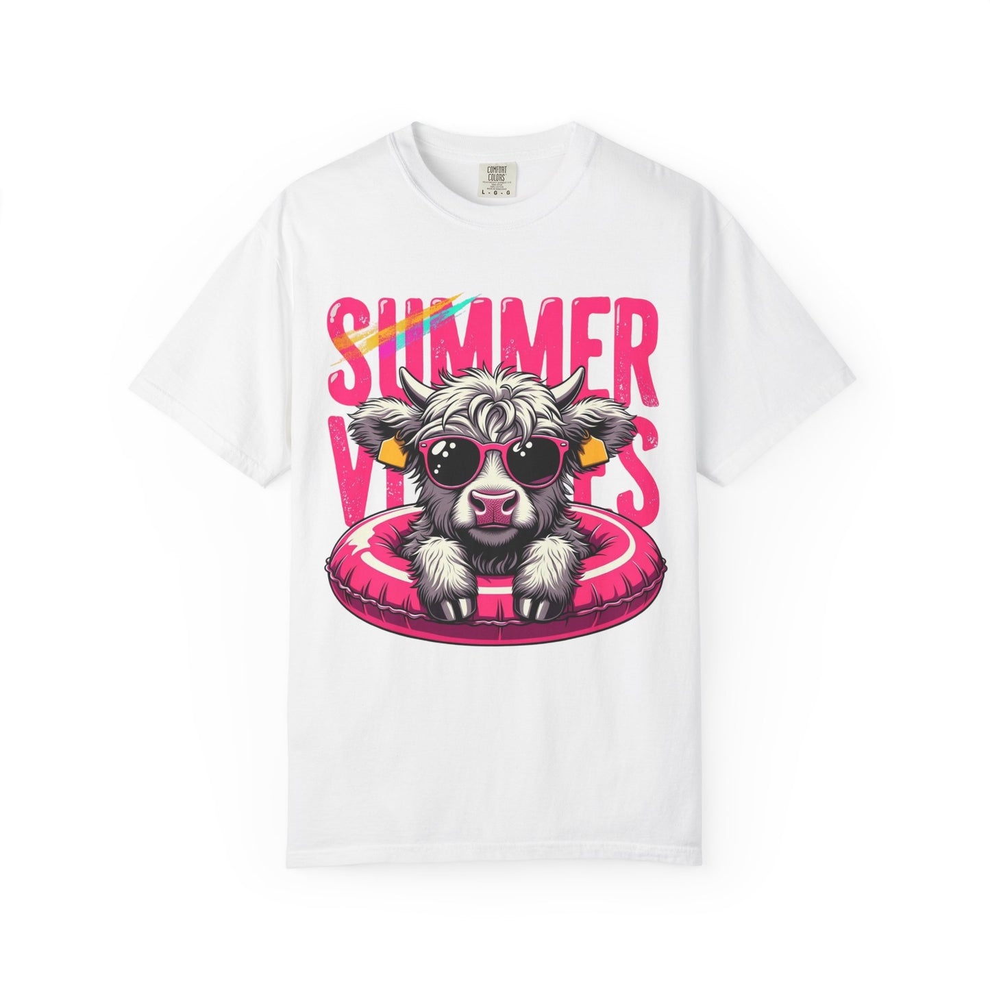 T-Shirt — "Summer Vibes" Cow with Sunglasses Graphic