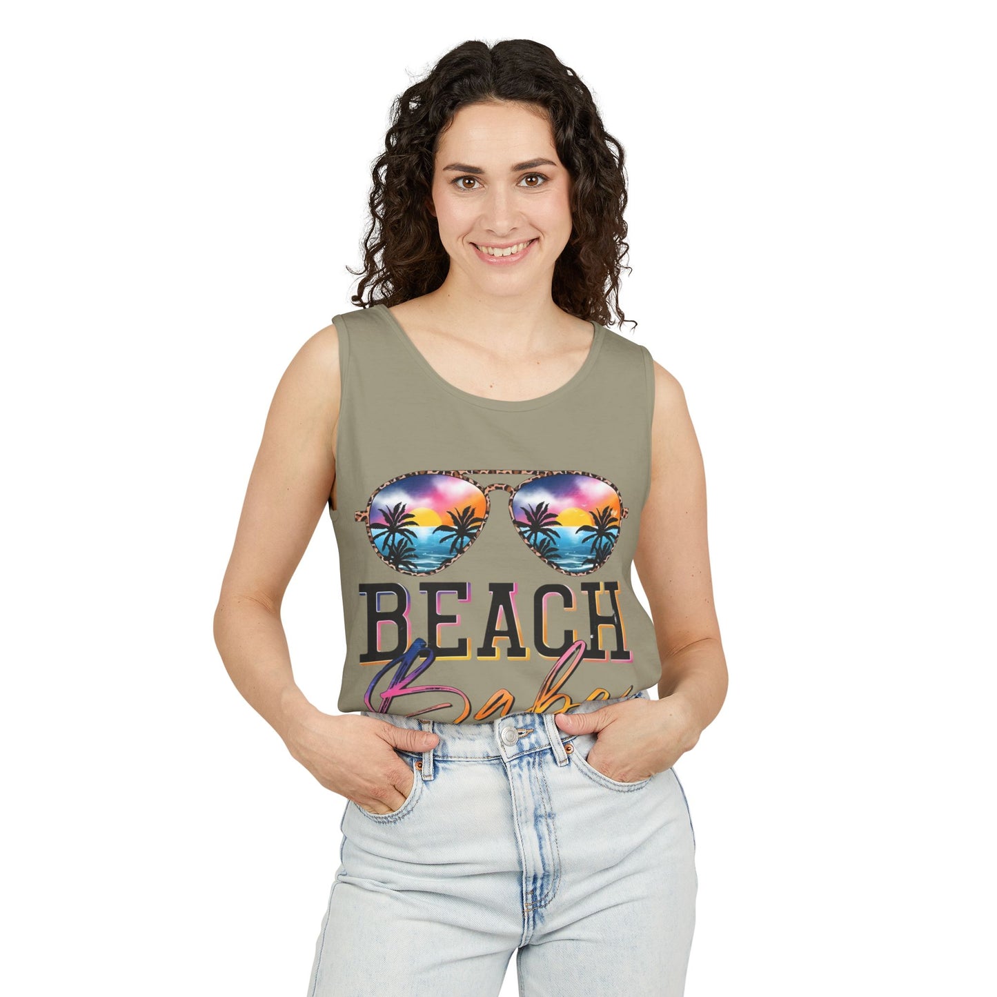Beach Babe Tank Top — Sunglasses Sunset Graphic