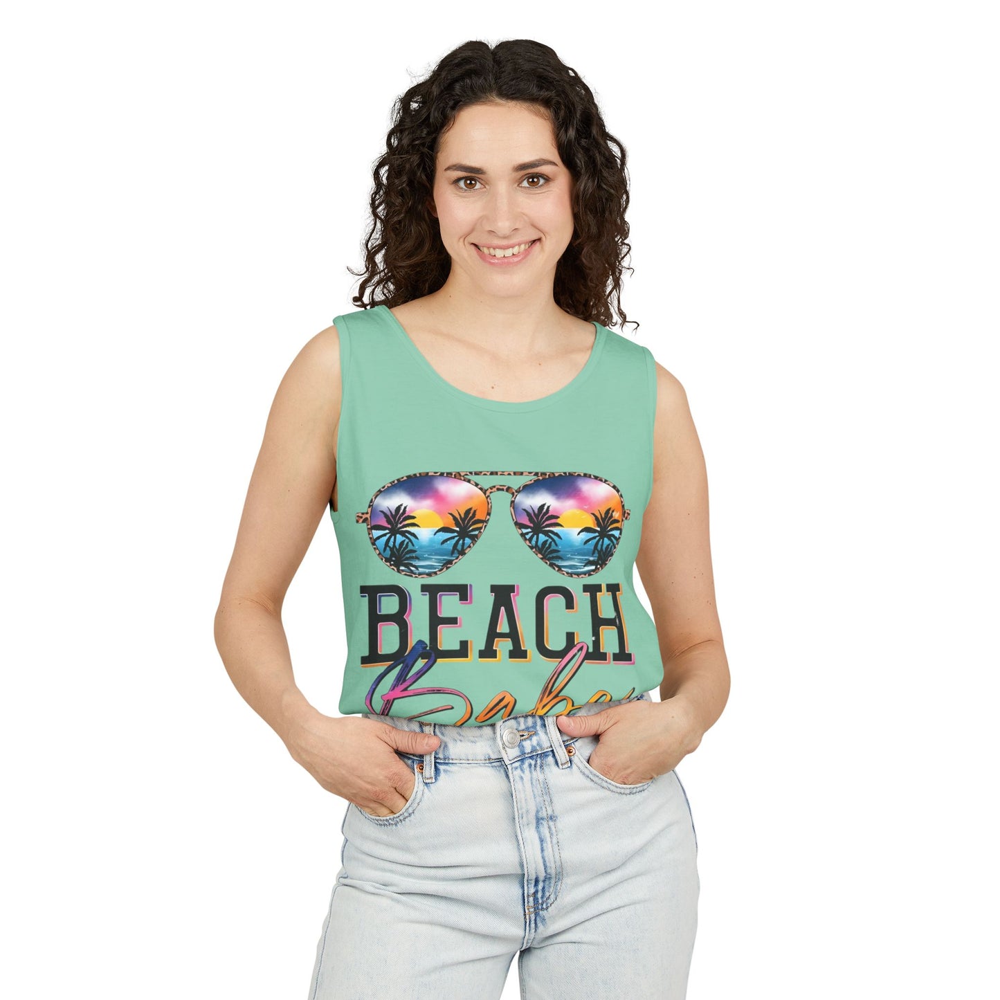 Beach Babe Tank Top — Sunglasses Sunset Graphic
