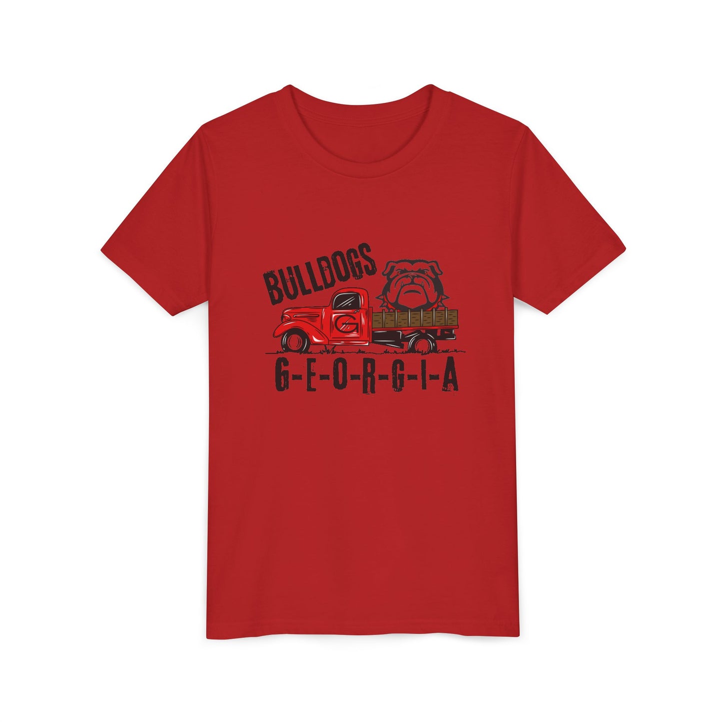 Georgia Bulldogs Youth Tee – Red Truck & Bulldog Graphic