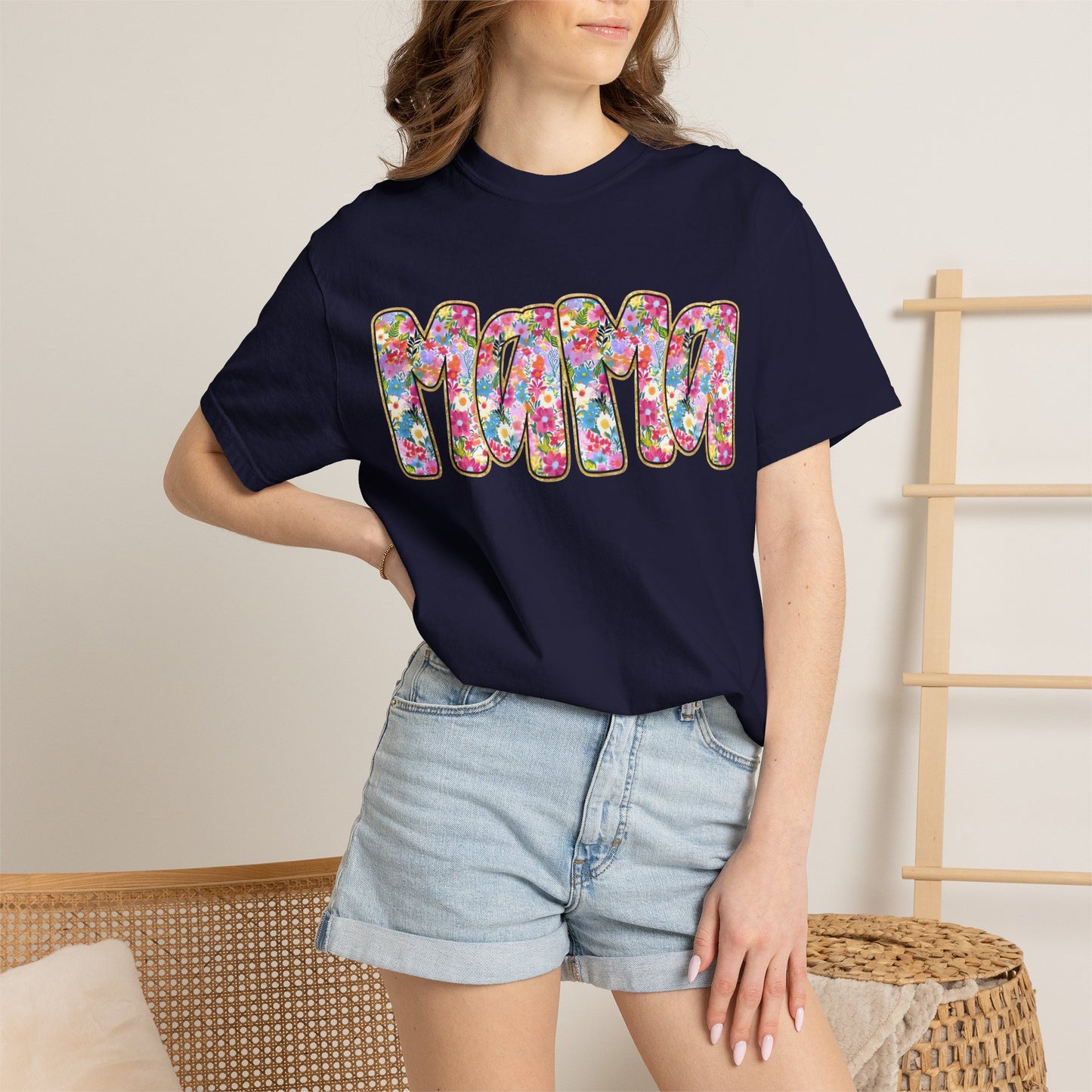 Mama Floral T-Shirt — Colorful Retro Bubble Letters Mother’s Day Tee