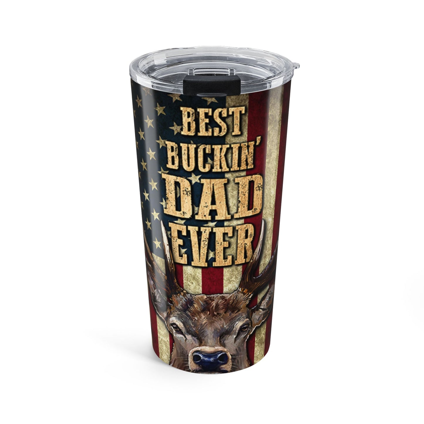Best Buckin' Dad Ever Stainless 20oz Tumbler – Deer & American Flag Hunting Gift