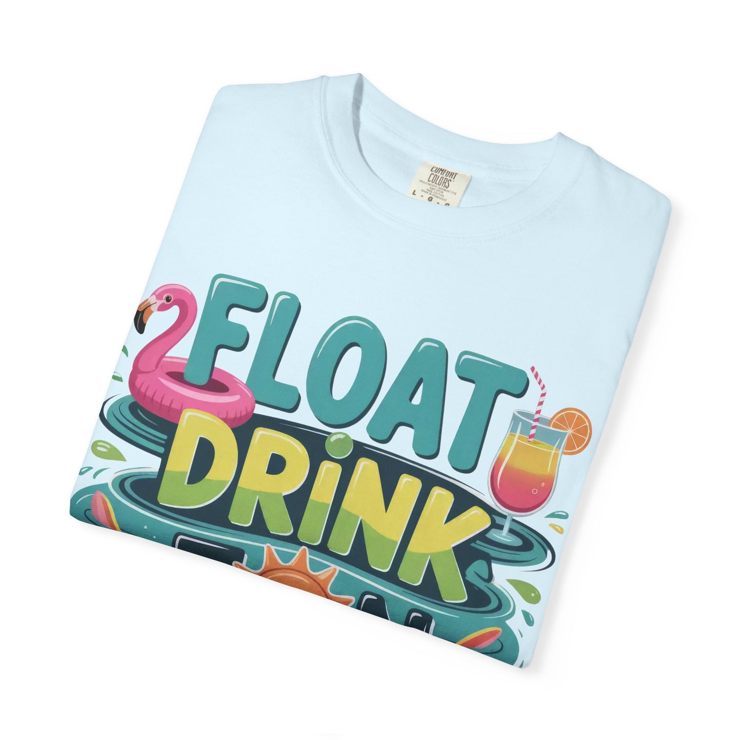 Float Drink Tan Repeat T-Shirt — Summer Pool Party Graphic Tee