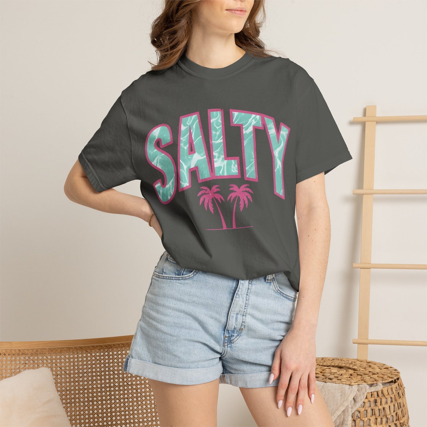 Salty Palm Beach T-Shirt — Retro Tropical Graphic Tee