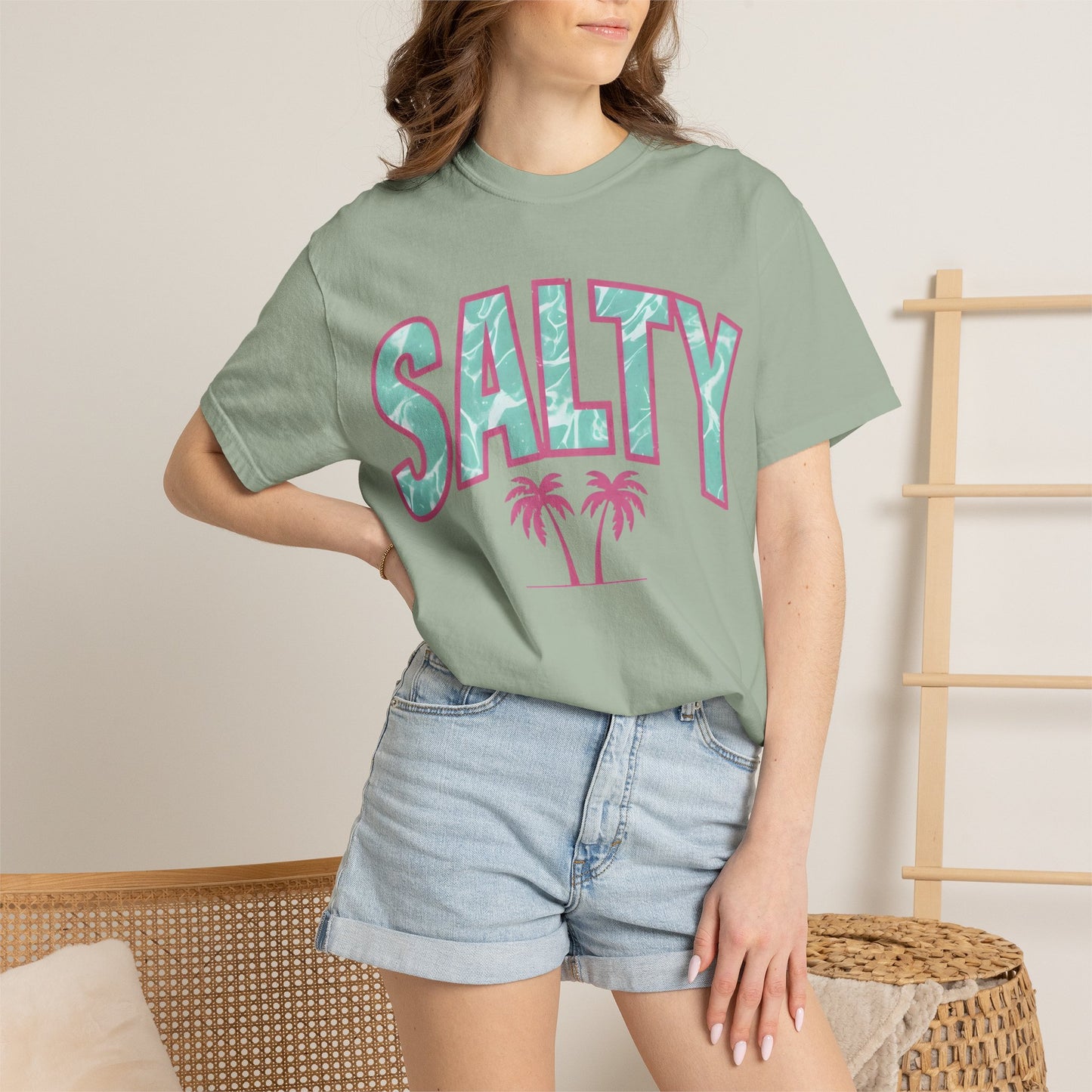 Salty Palm Beach T-Shirt — Retro Tropical Graphic Tee