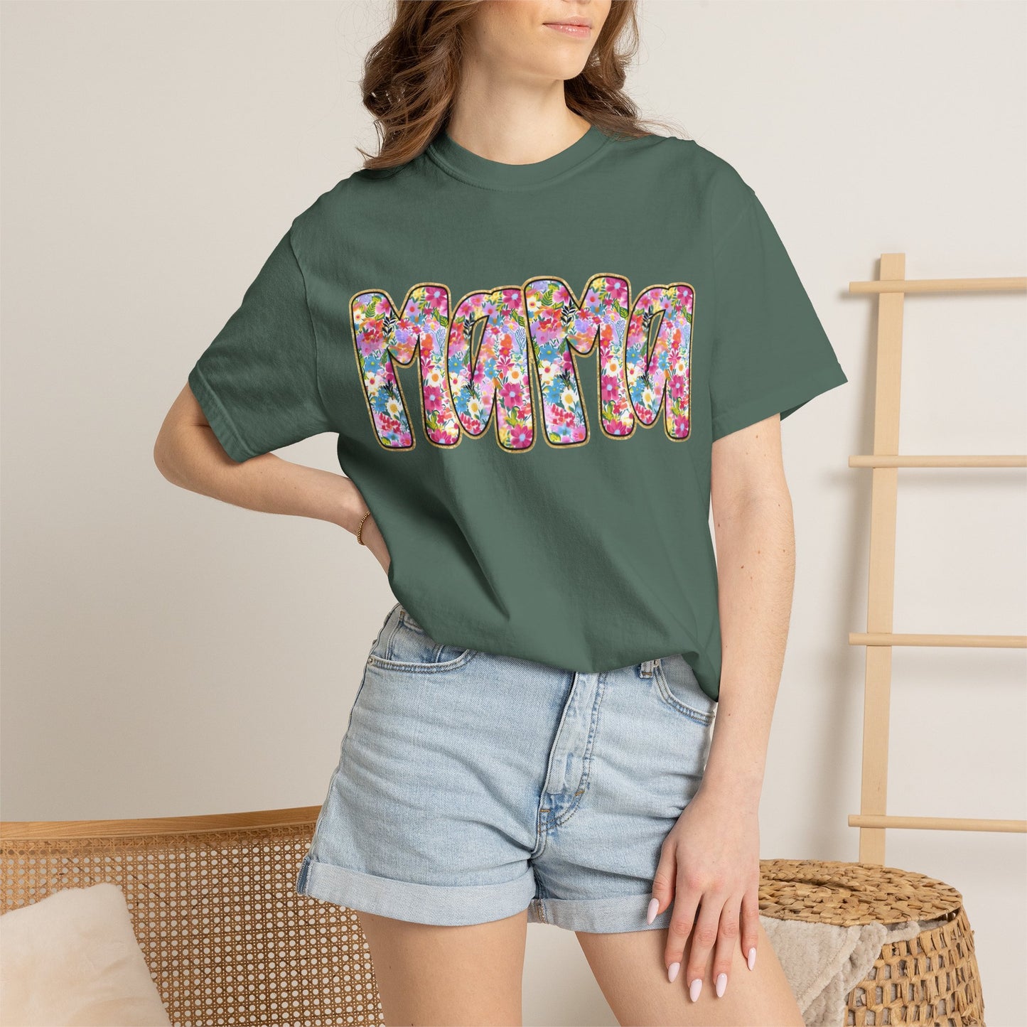 Mama Floral T-Shirt — Colorful Retro Bubble Letters Mother’s Day Tee