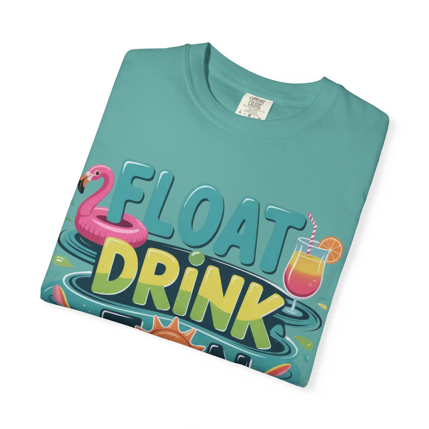 Float Drink Tan Repeat T-Shirt — Summer Pool Party Graphic Tee