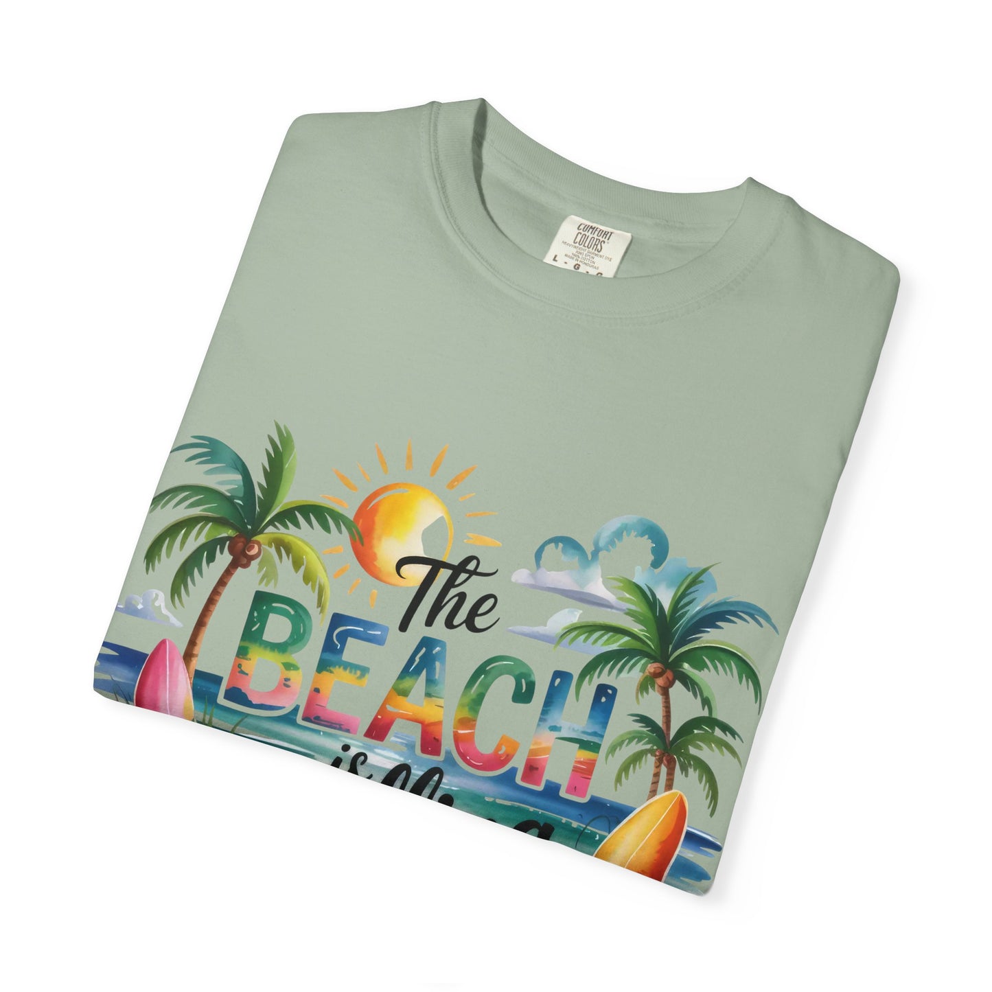 Beach T-Shirt — "The Beach Is Calling" Tropical Surf Graphic Tee