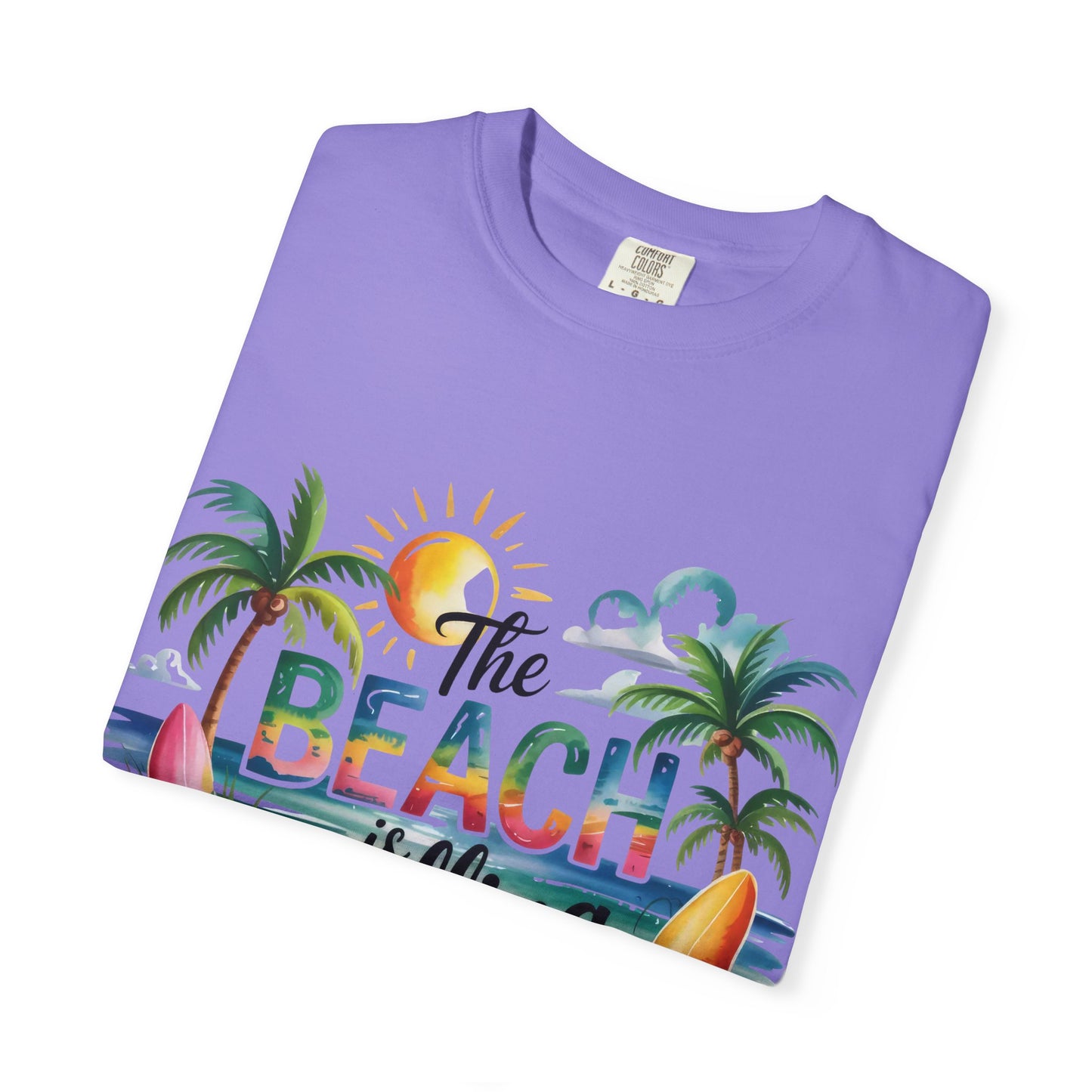 Beach T-Shirt — "The Beach Is Calling" Tropical Surf Graphic Tee