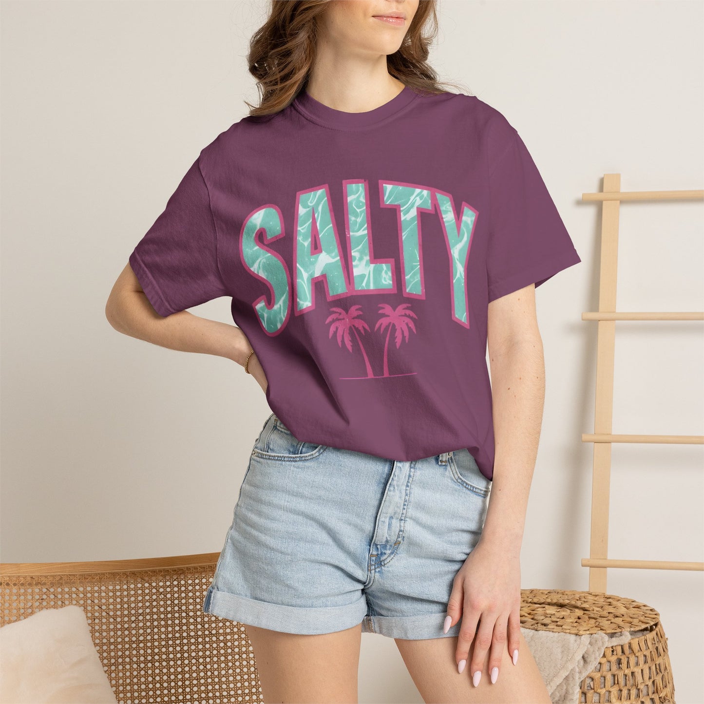 Salty Palm Beach T-Shirt — Retro Tropical Graphic Tee
