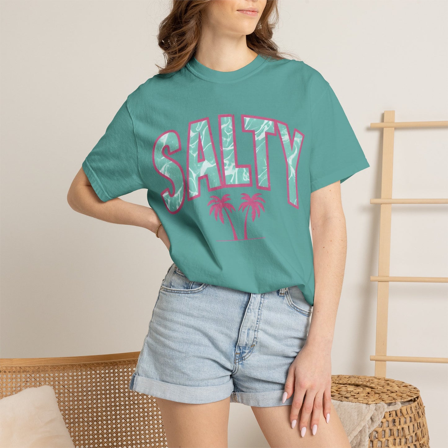 Salty Palm Beach T-Shirt — Retro Tropical Graphic Tee