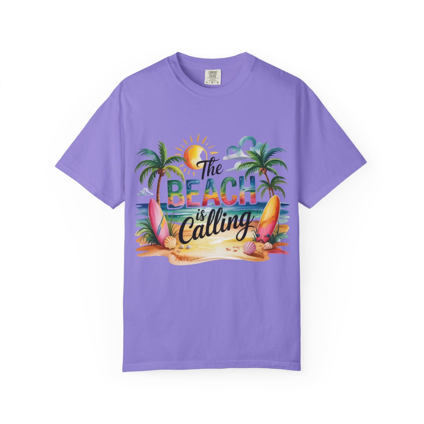Beach T-Shirt — "The Beach Is Calling" Tropical Surf Graphic Tee