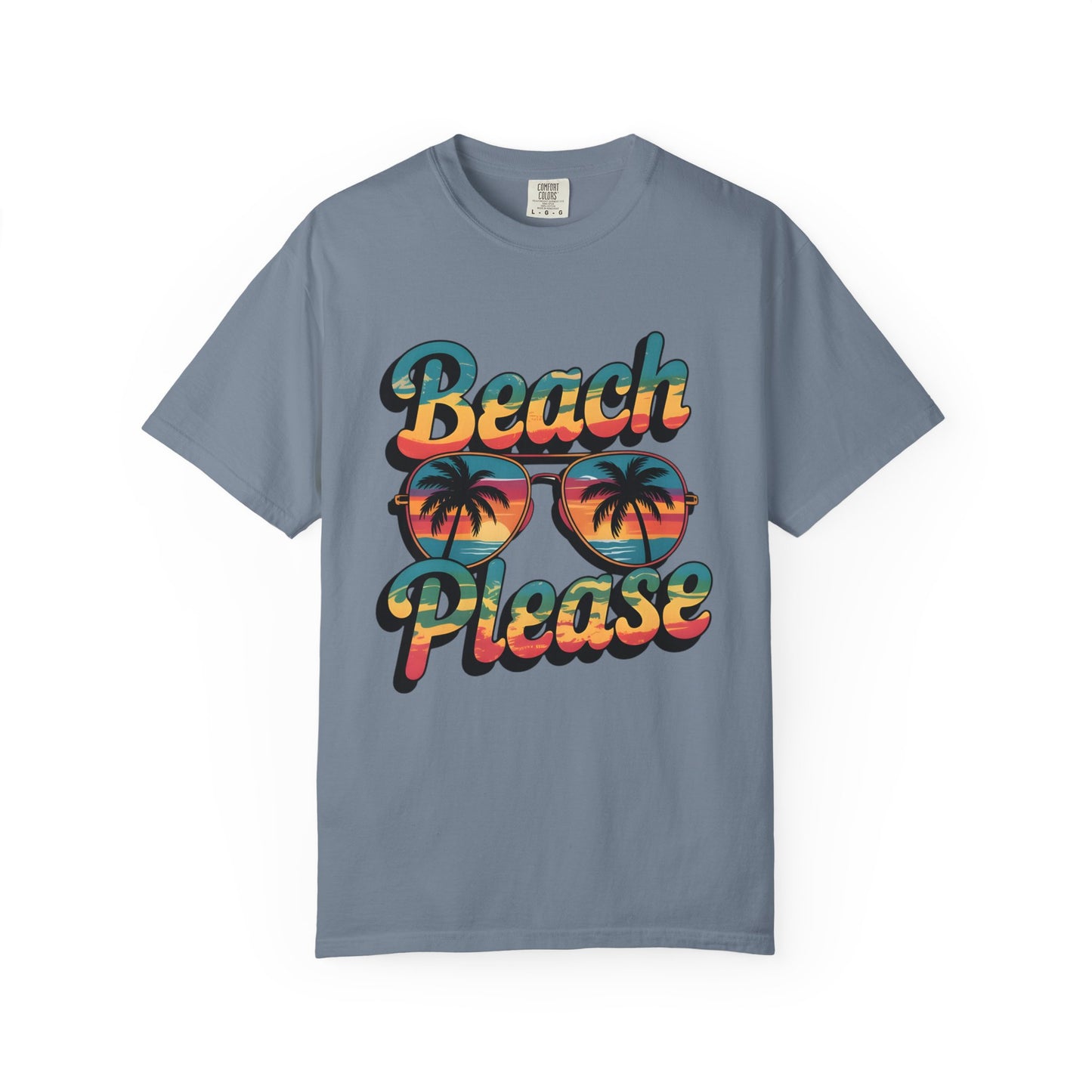 Beach Please T-Shirt — Retro Palm Sunglasses Summer Tee